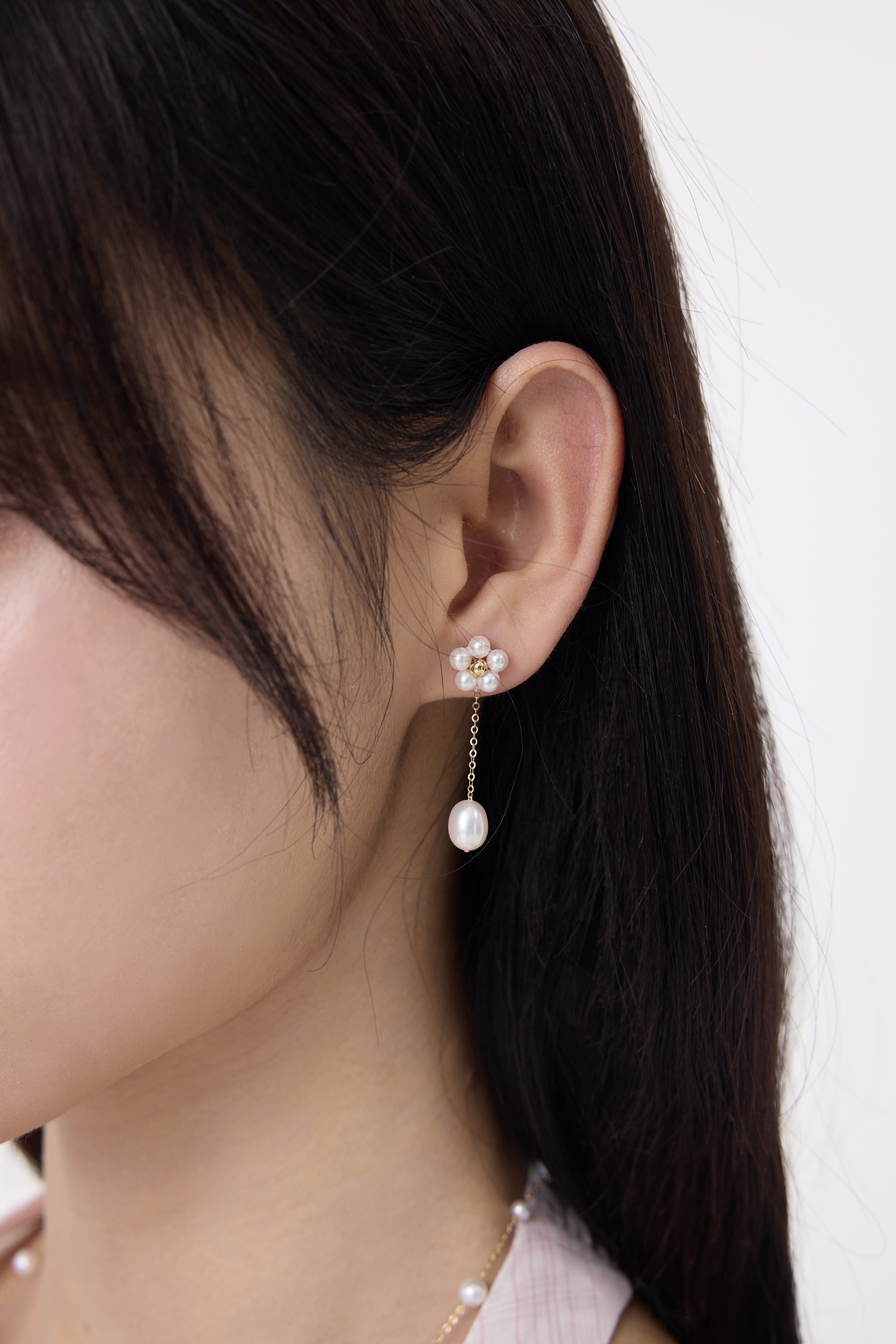 雛菊垂感珍珠耳環 Daisy Drop Pearl Earring 