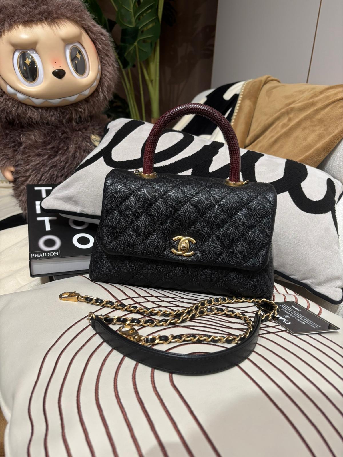 Chanel coco handle small 黑色荔枝牛皮 100%Authentic ,95%new  ✅26 card✅dust bag✅box