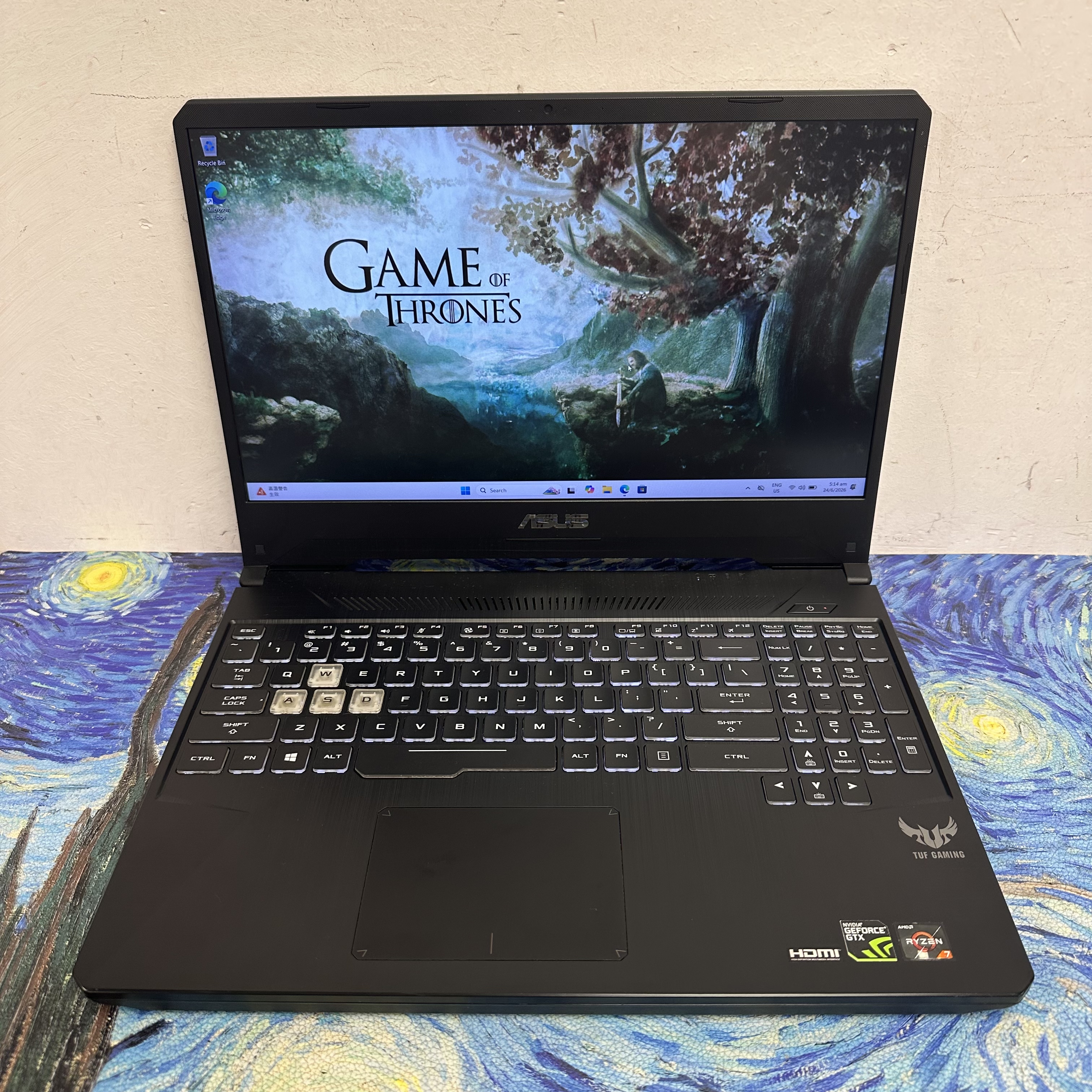 ASUS AMD Ryzen 7 3750H/16GB Ram/512GB SSD/GTX 1650獨立顯示卡/144Hz高刷/TUF系列/RGB Keyboard/ Gaming Laptop / Notebook / Laptop