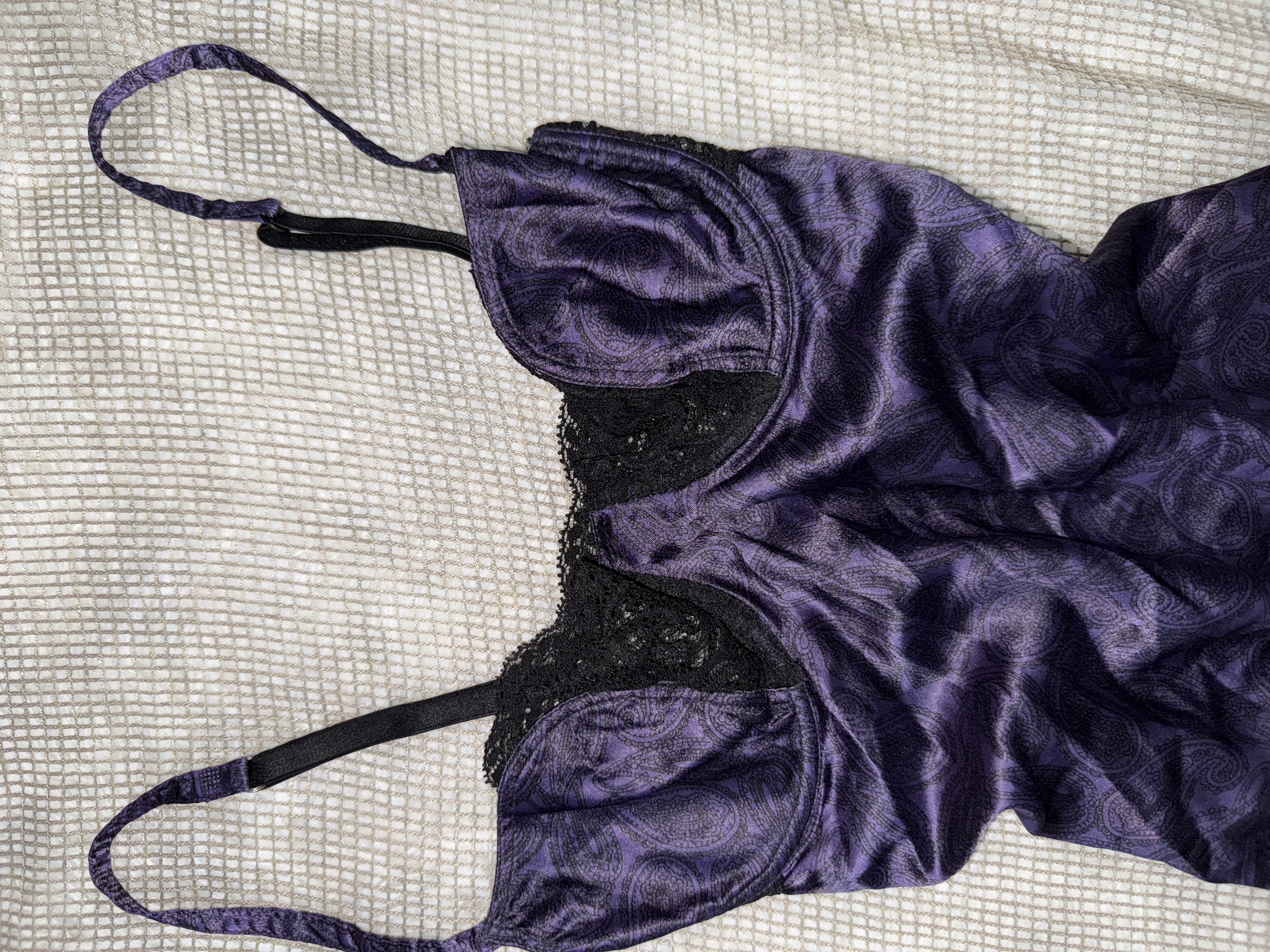 Gothic Satin Bustier Paisley Print Slip Dress