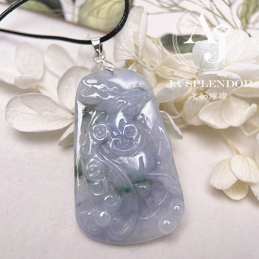 JN-758 天然翡翠A玉 冰種莫奈花園一路（鹿）發/梅花鹿吊墜