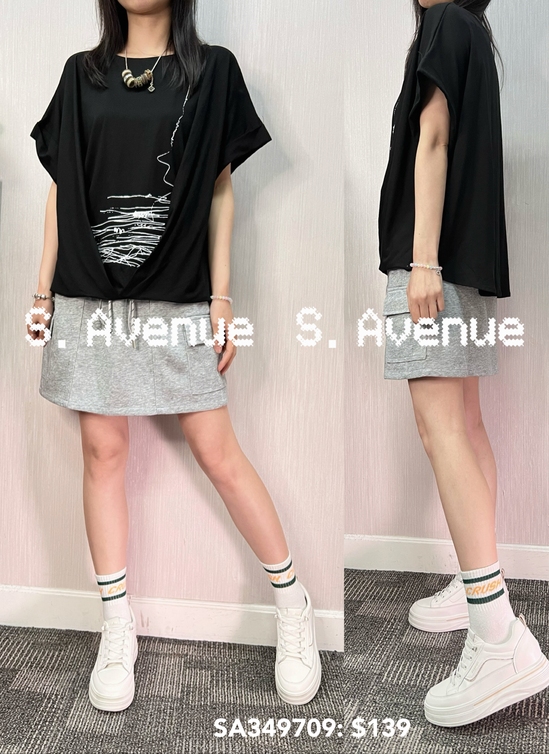 SA349709: 短袖前圖案有撍tee