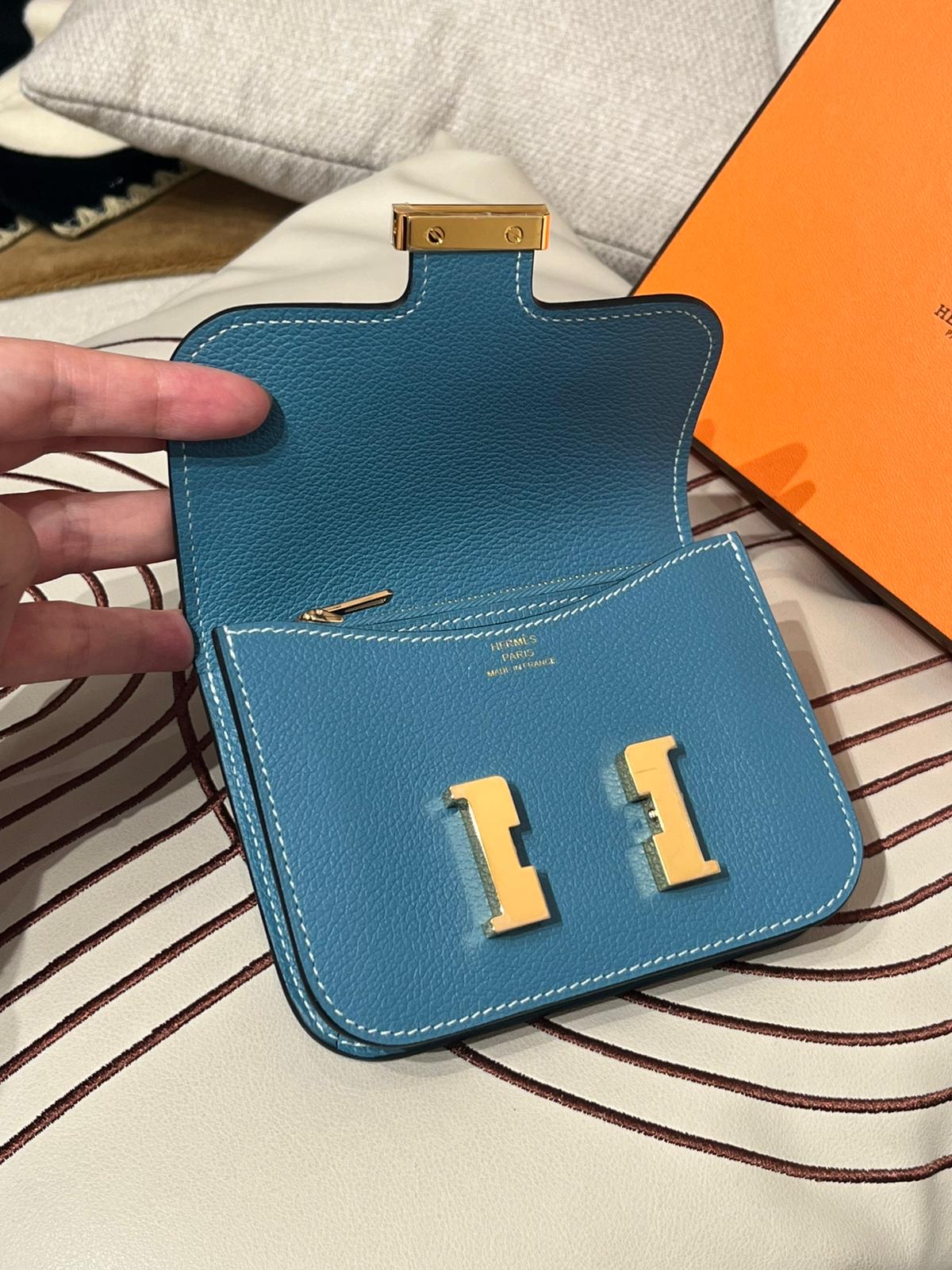全新 Hermes constance slim wallet D2 Blue Jeans Evercolor Calfskin Wallet , 100%Authentic, 全新未使用品unused ✅box 