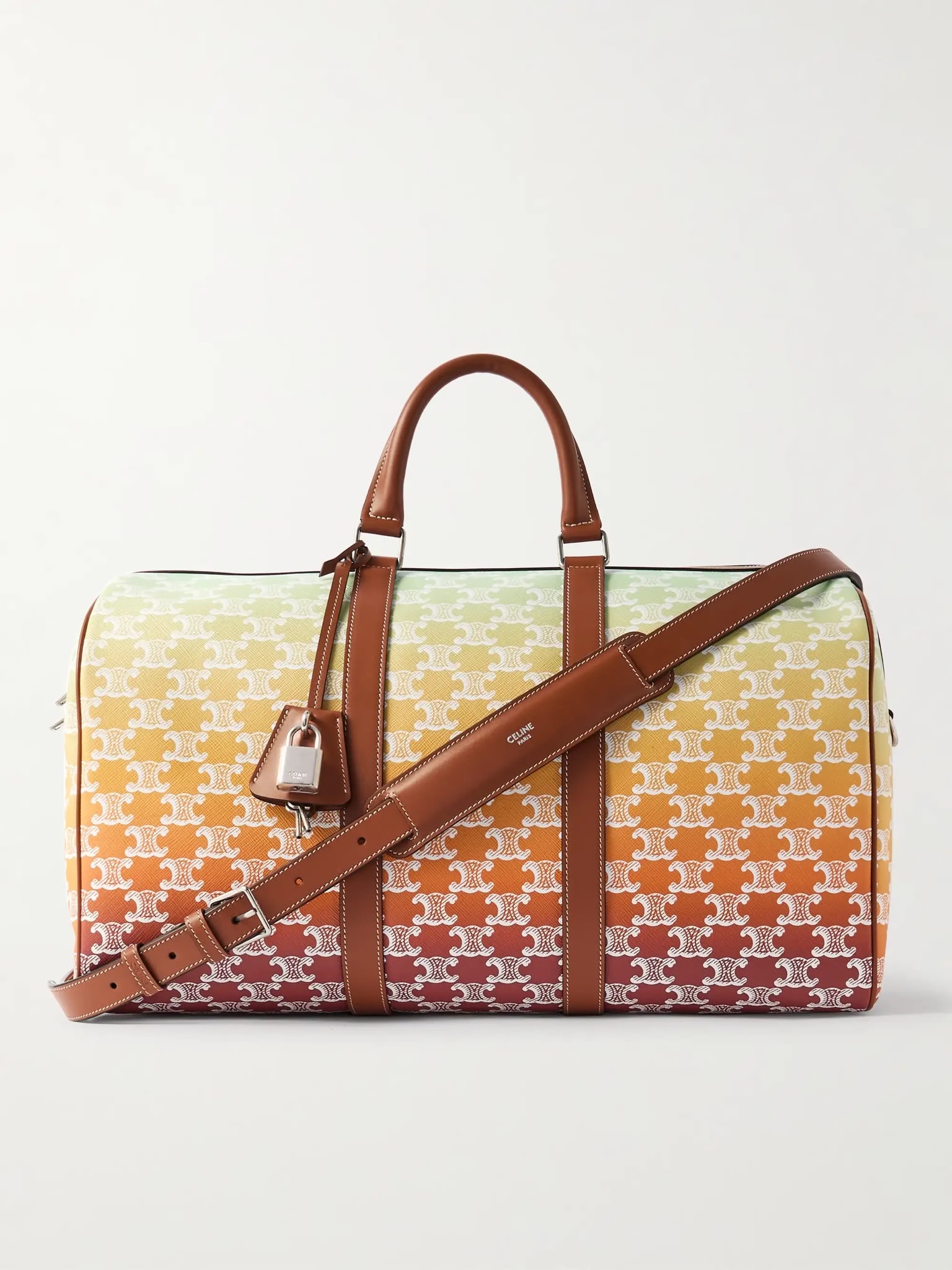 Celine Medium Voyage Leather-Trimmed Logo-Print Coated-Canvas Holdall carry travel bag ,100%Authentic,98%new ✅dust bag 