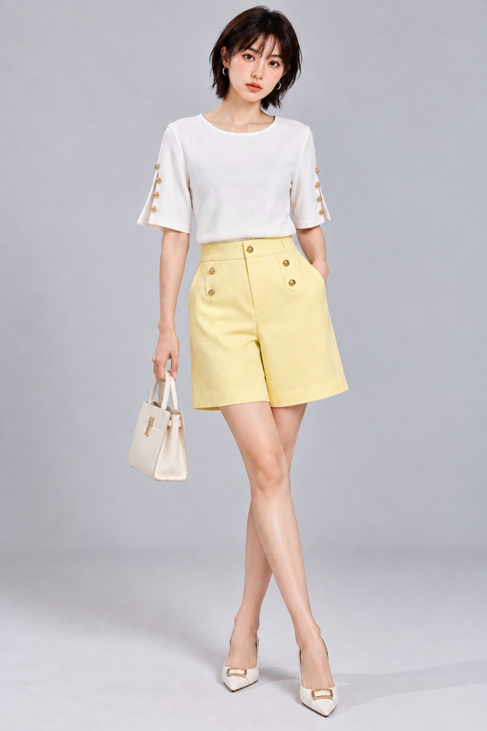 26668 Metal Button Sleeve Top