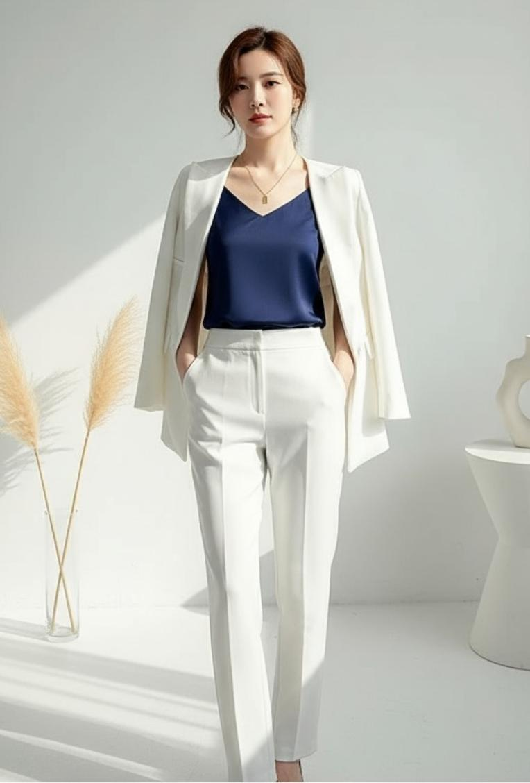 Satin V-Sleeveless Double Strap