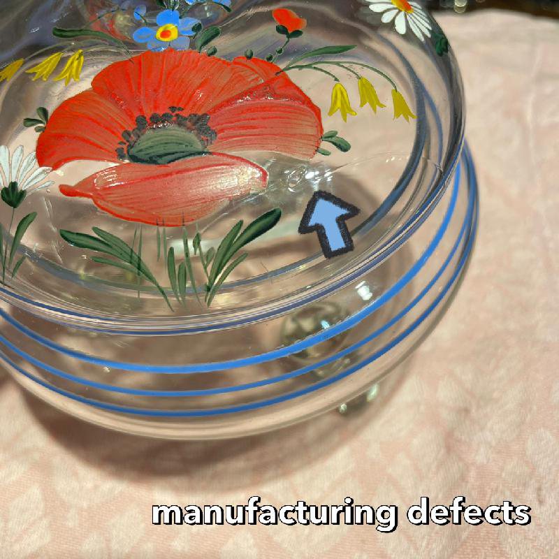 C.a. 1920s Art Deco Czechoslovakia Hand-painted Folk Floral Pattern Bowl with Lid (GE007)
