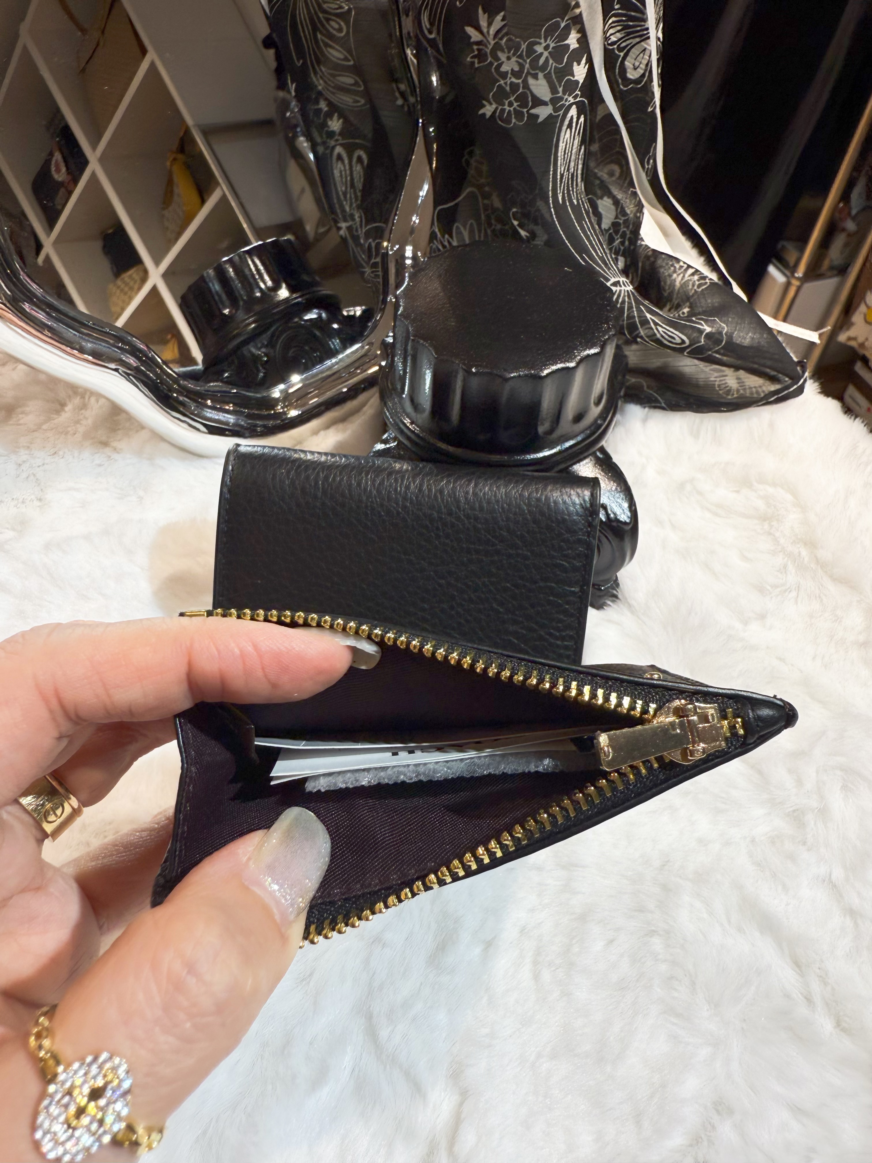 Coach card holder wallet blk/dark/m