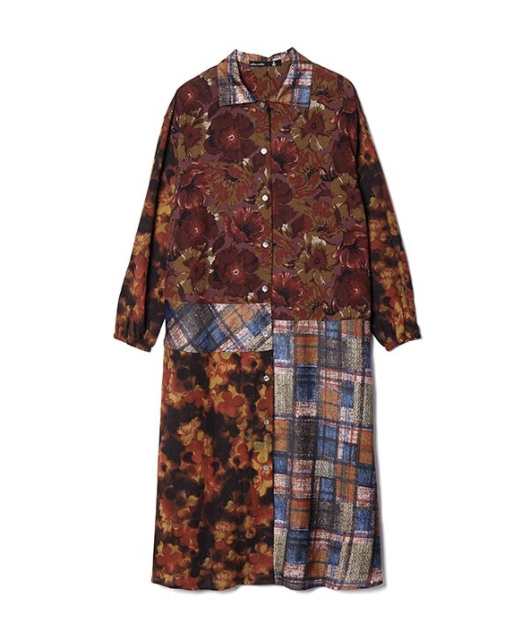 花卉格紋連身裙 - 2026 流行穿搭  女士連身裙 春秋冬時尚穿搭 成人休閒 日常穿搭 易於配搭 日本直送   #JP-I-260003