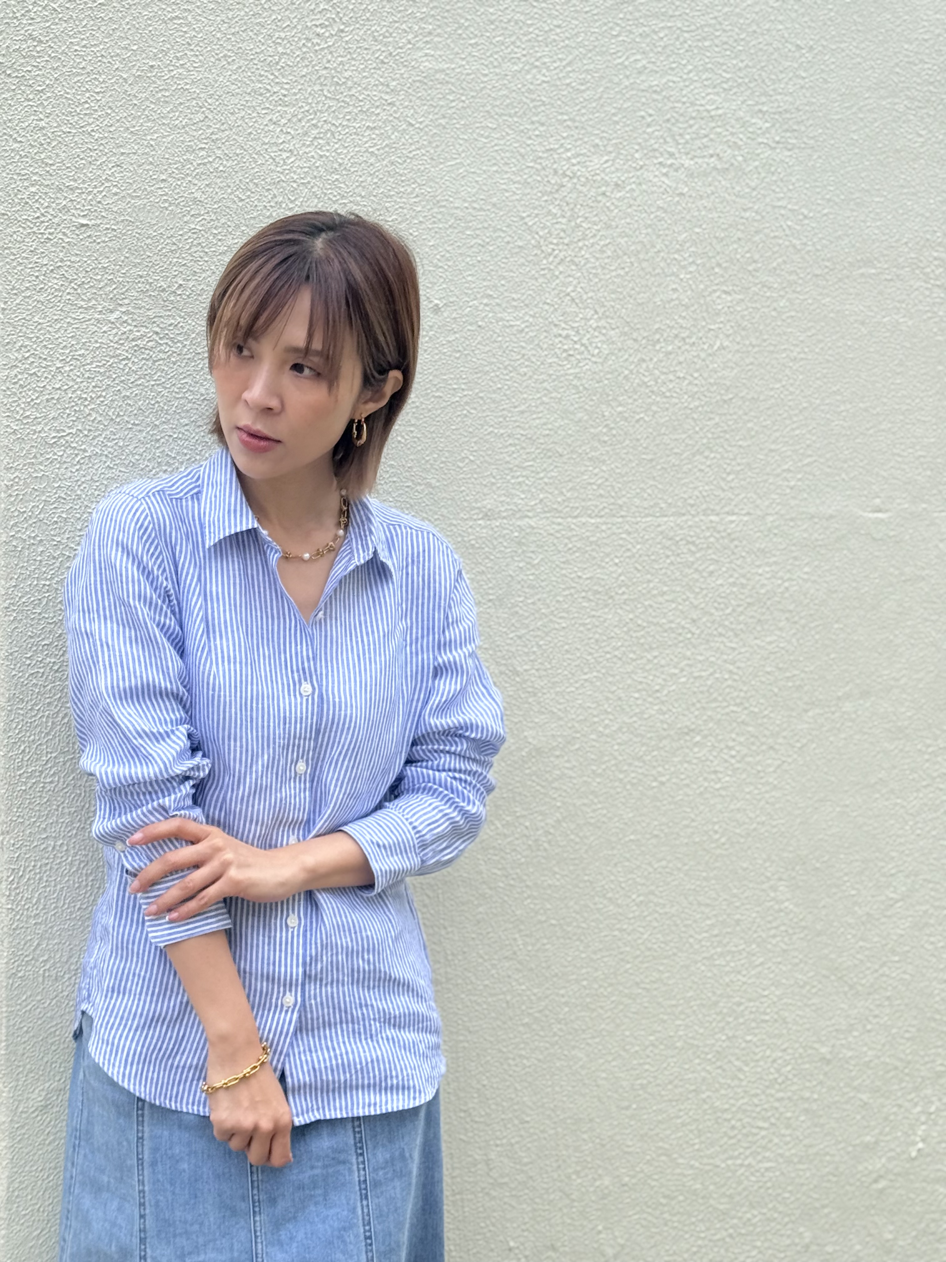 Gold pearl stainless necklace