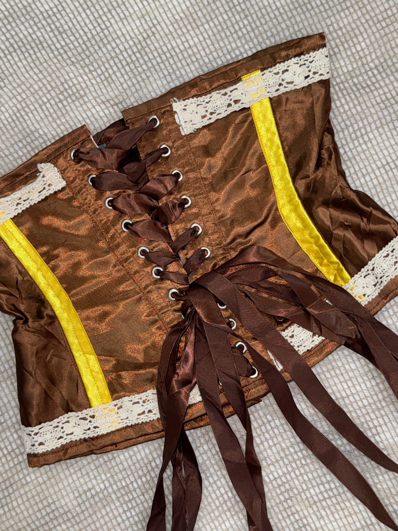  Vintage Satin Lace-Up Corset Top