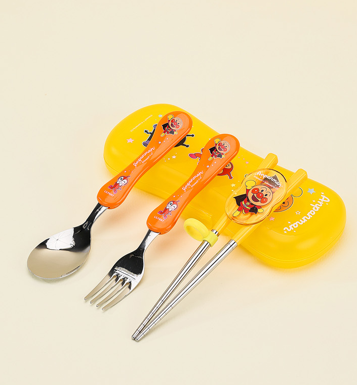 【預訂】韓國直送 麵包超人 Anpanman 不銹鋼學習筷餐具 4 件套