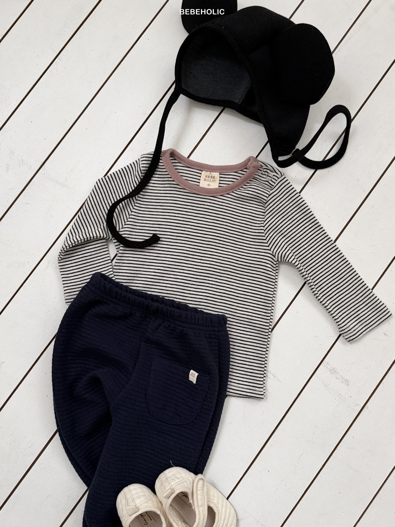 🌸預訂 韓國直送🌸🇰🇷BEBEHOLIC三色條紋打底長袖上衣