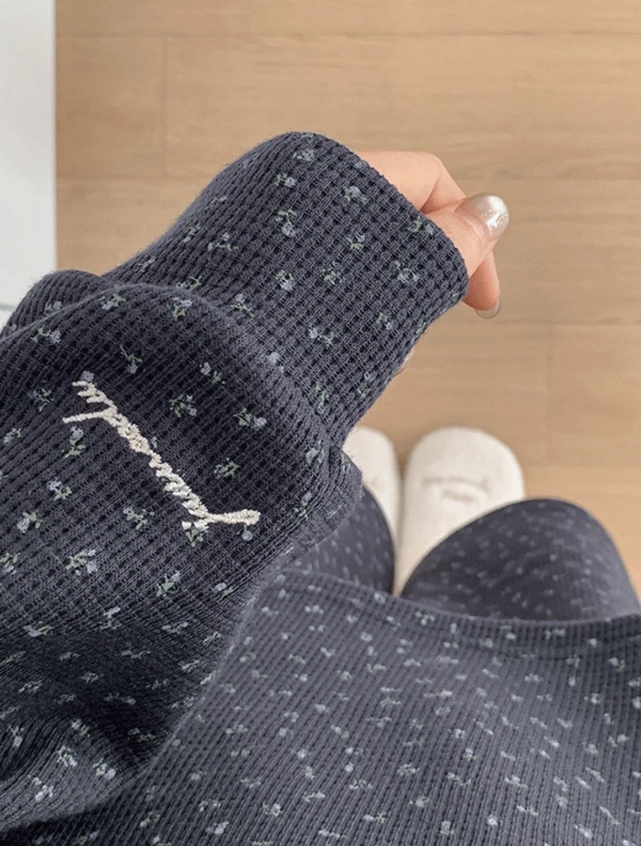 JUUNEEDU 碎花Waffle睡衣套裝☘️