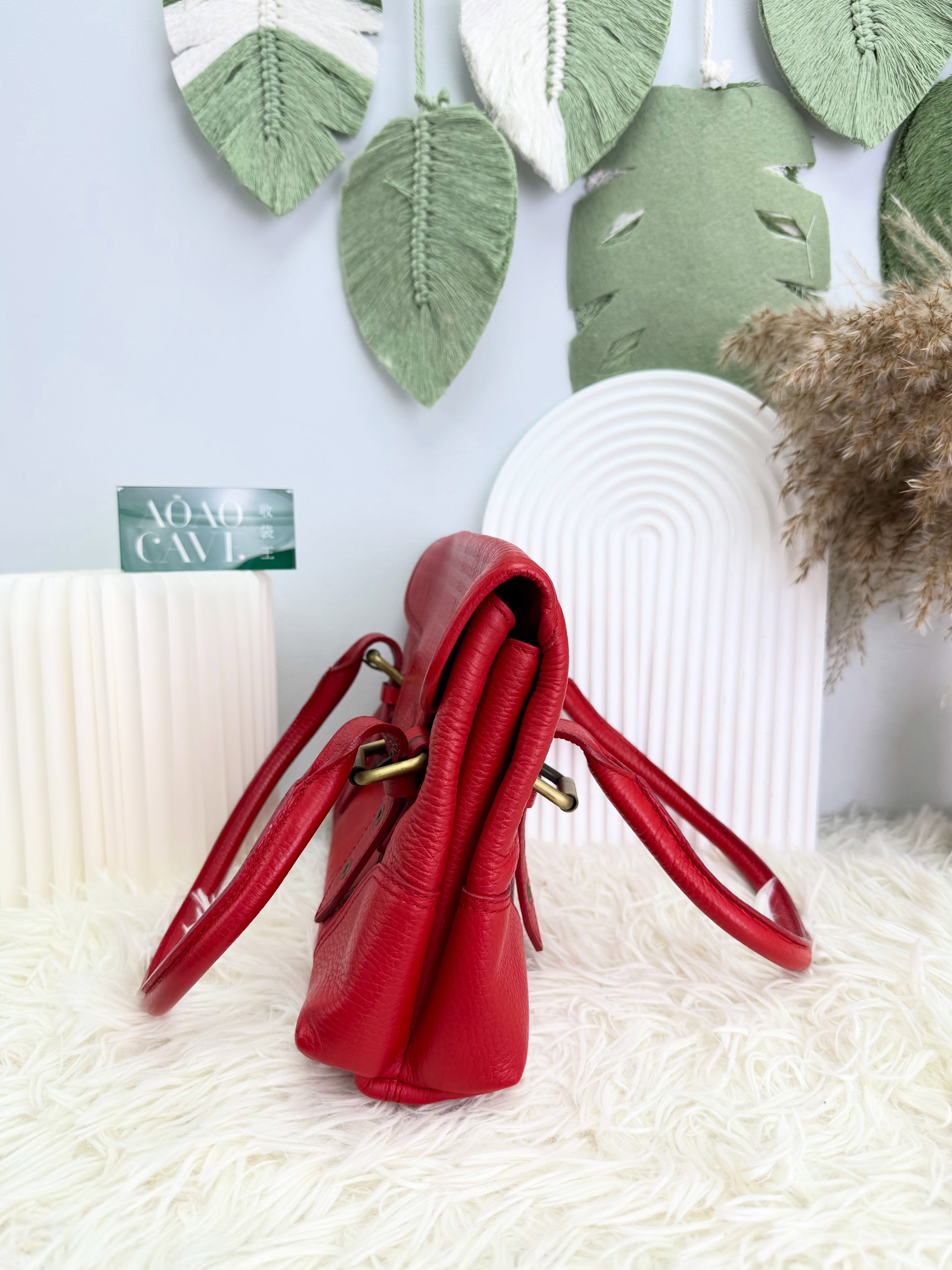 Burberry 👜 PRE OWNED 🛍️紅色中古Knight Bag❣️
