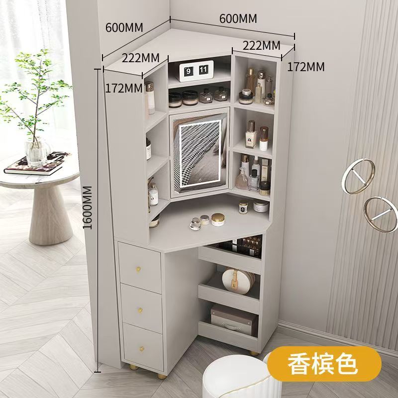 (樂家mall)轉角梳妝桌 拐角梳妝枱 三角帶鏡子梳妝桌 收納櫃 墻櫃 Dressing table