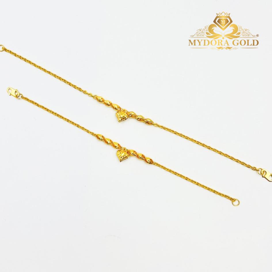 MYDORA Rantai Tangan Sauh Matahari Fesyen + Mini Siput Gantung Love Pahat l EMAS 916/22K