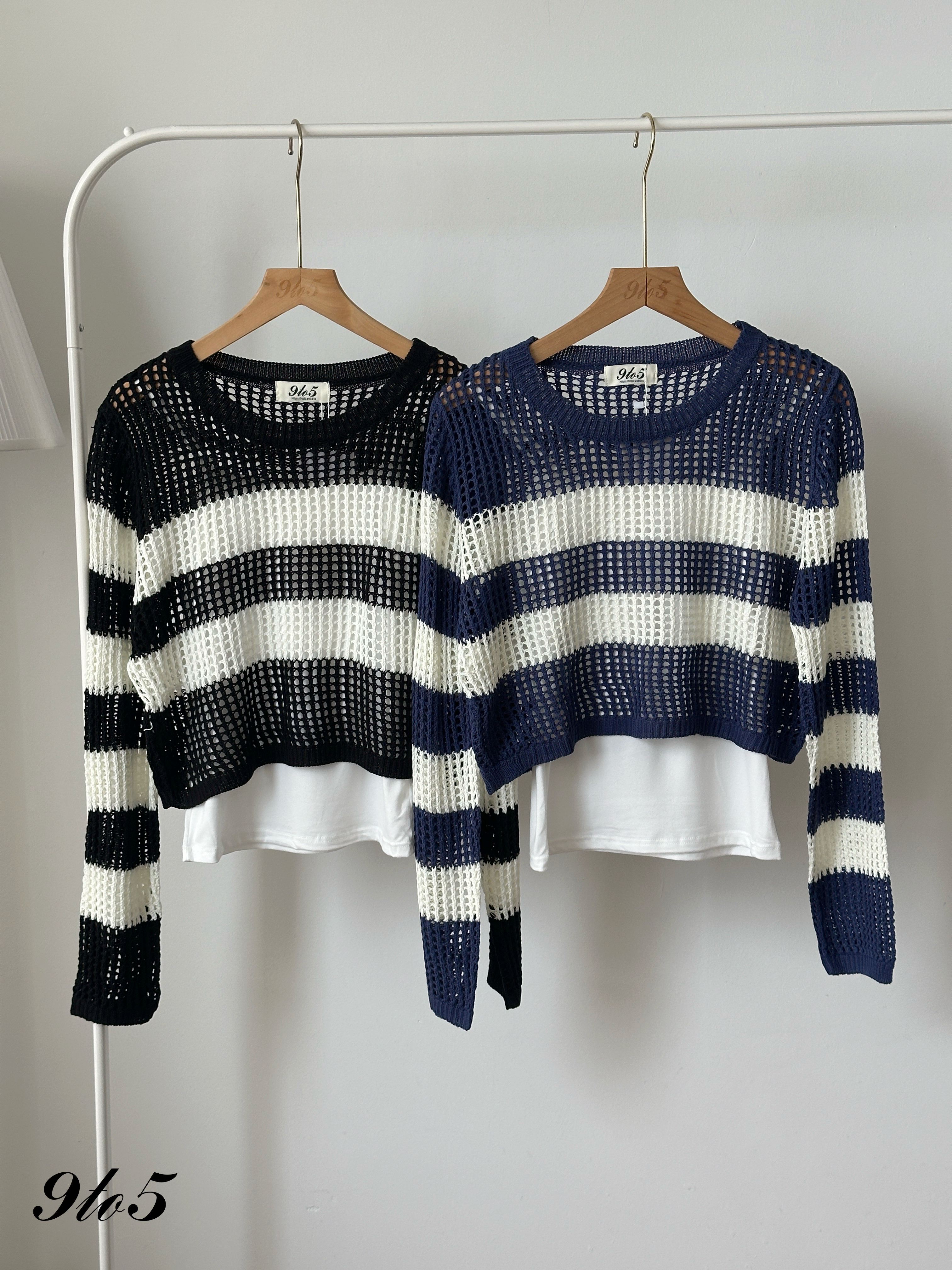 T4446 Long Sleeve Crochet Sweater- 5 Colors 