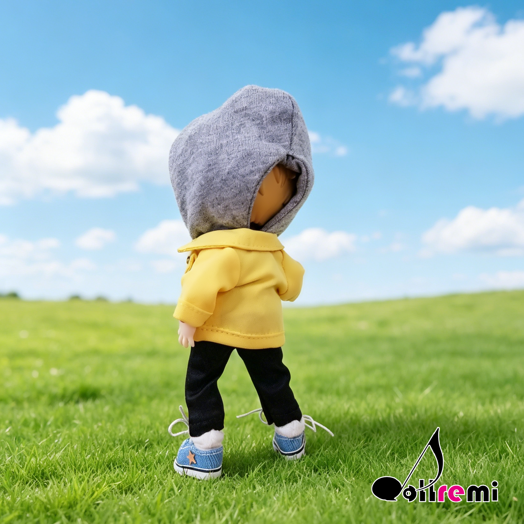 【dollremi】(OB0527) OB11套裝:灰背心+黃外套+長褲 OB11 set: gray vest + yellow jacket + pants