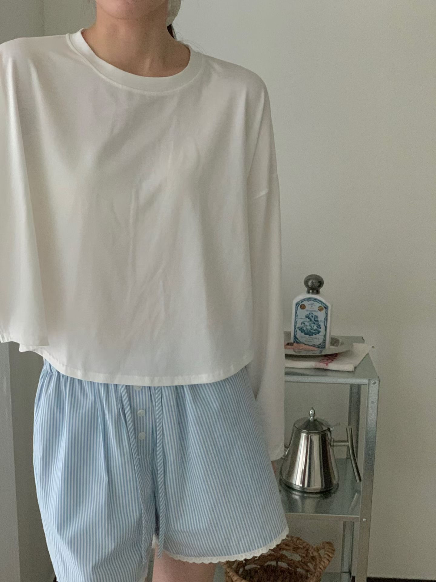 221638 淨色長袖短Tee