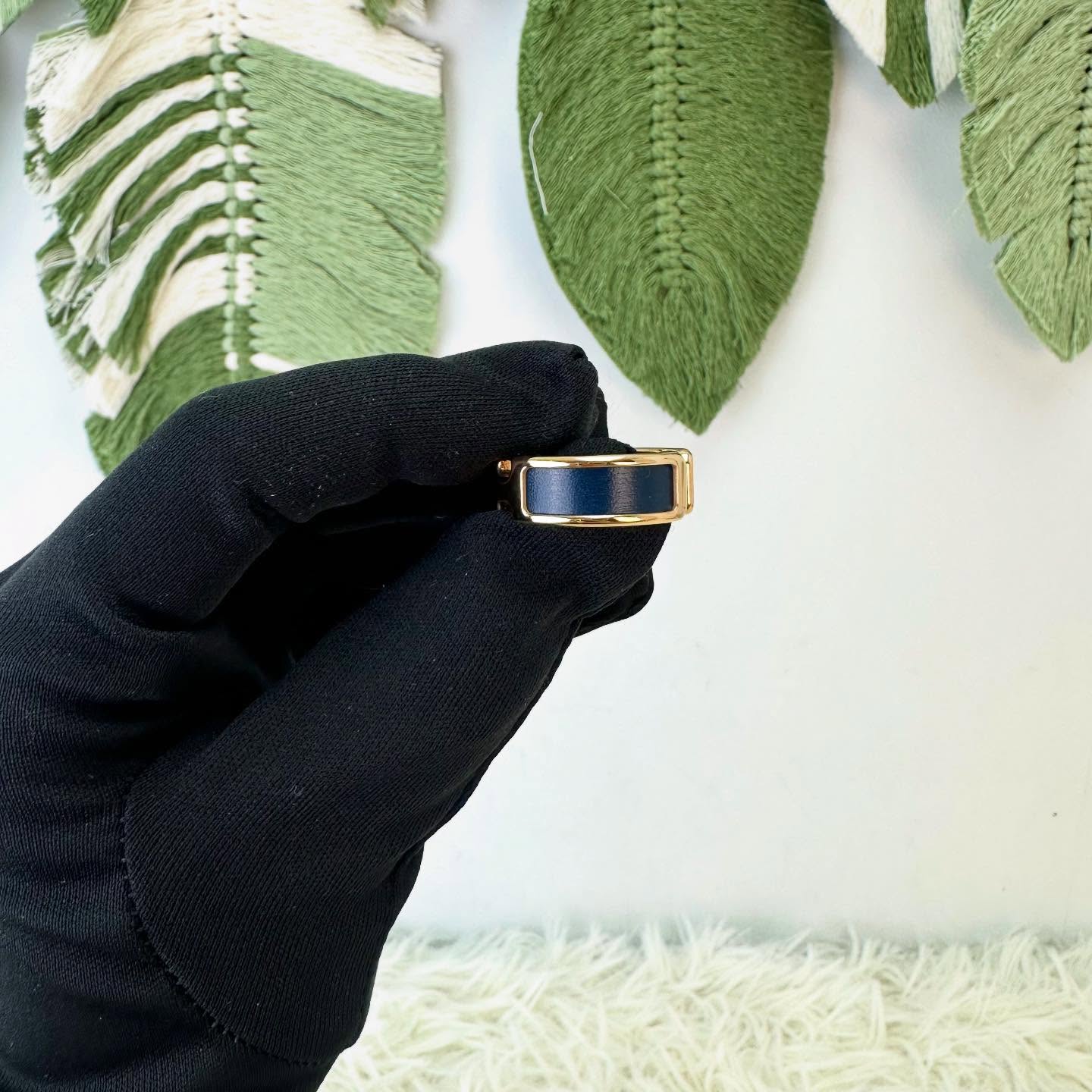 HERMES 🤍PRE OWNED Olympe H 午夜藍金色戒指 L Size 全套有盒💙