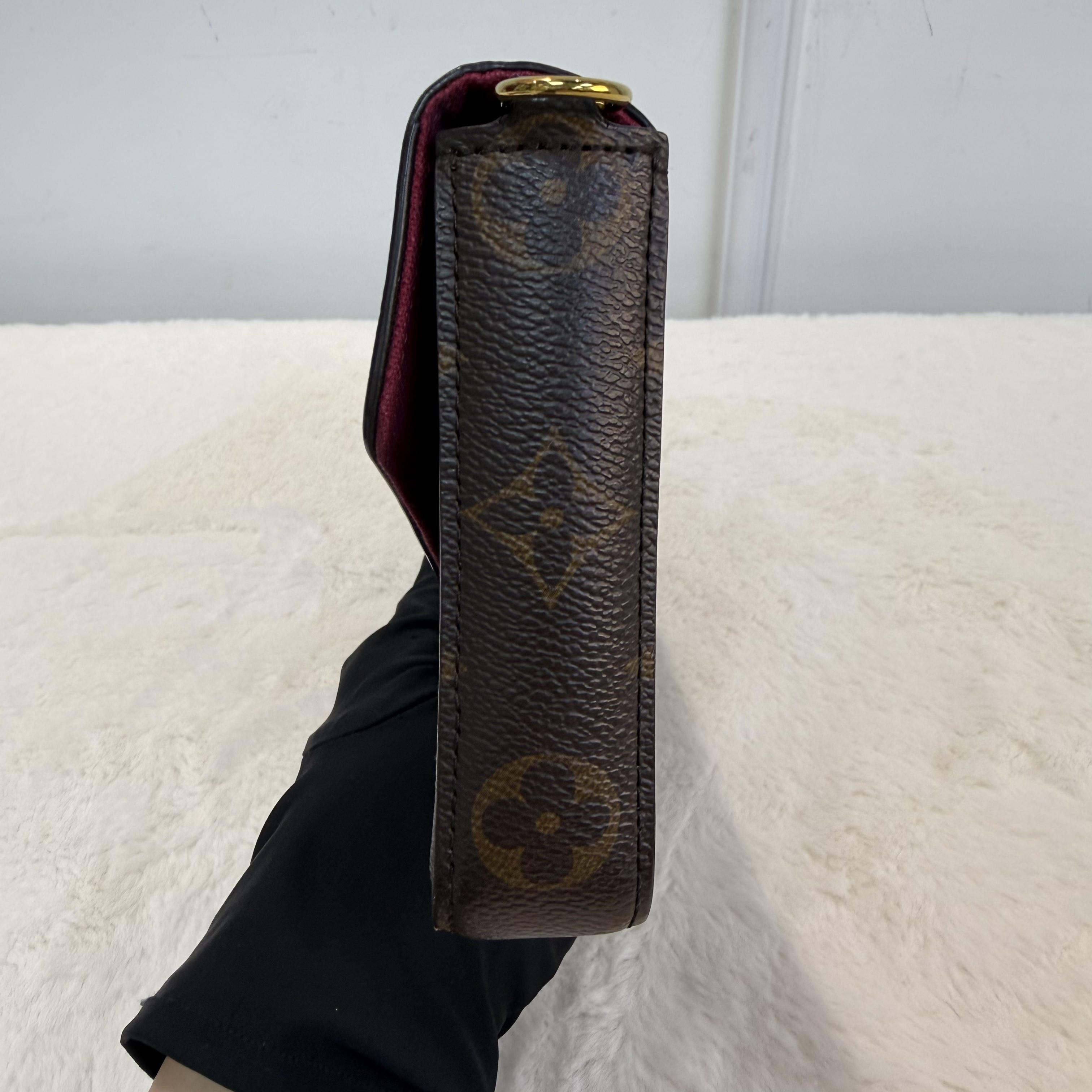 LV/路易威登 Felicie Pochette 經典老花 塗層帆布拼牛皮 三合一袋