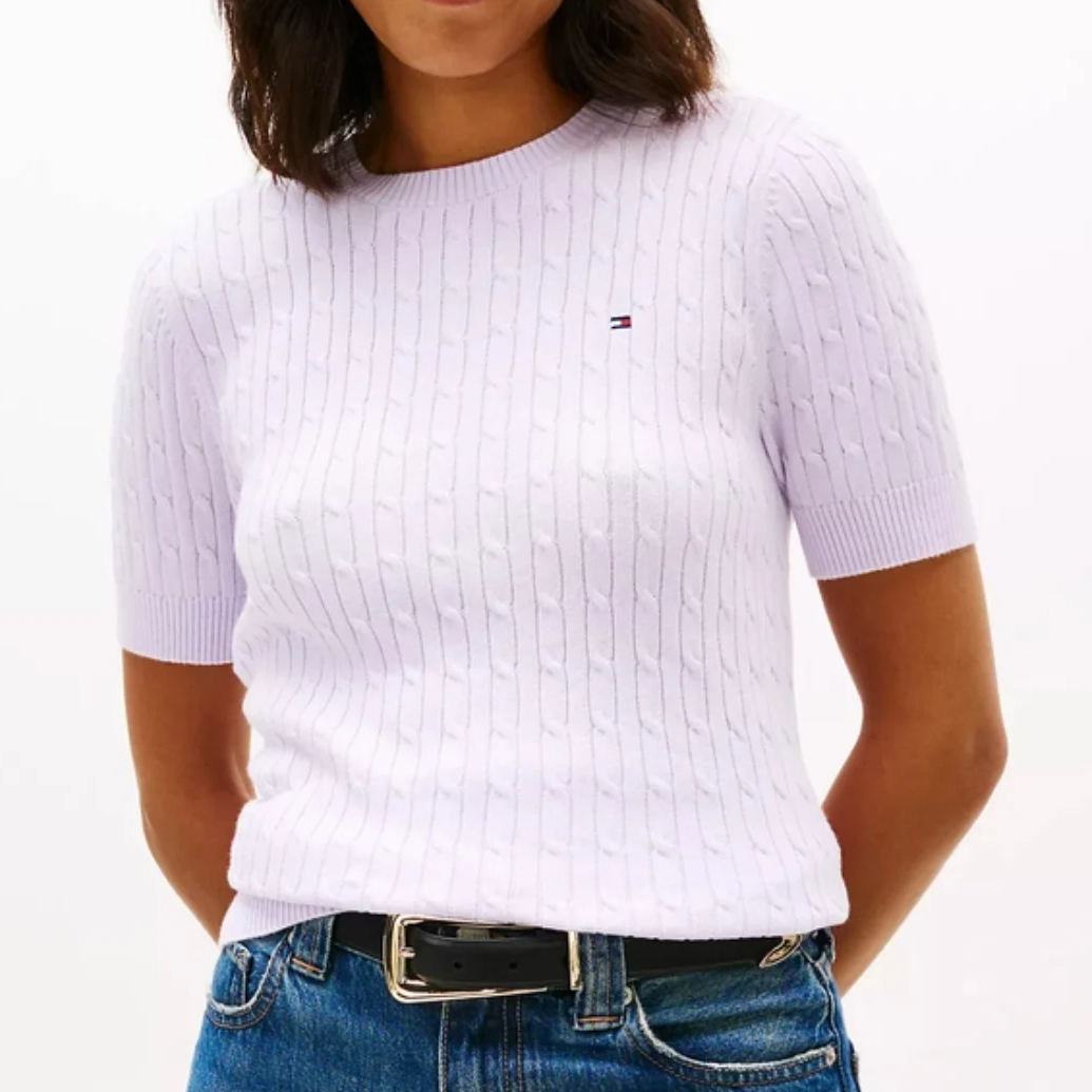 Tommy Hilfiger Short-Sleeve Cable Knit Sweater