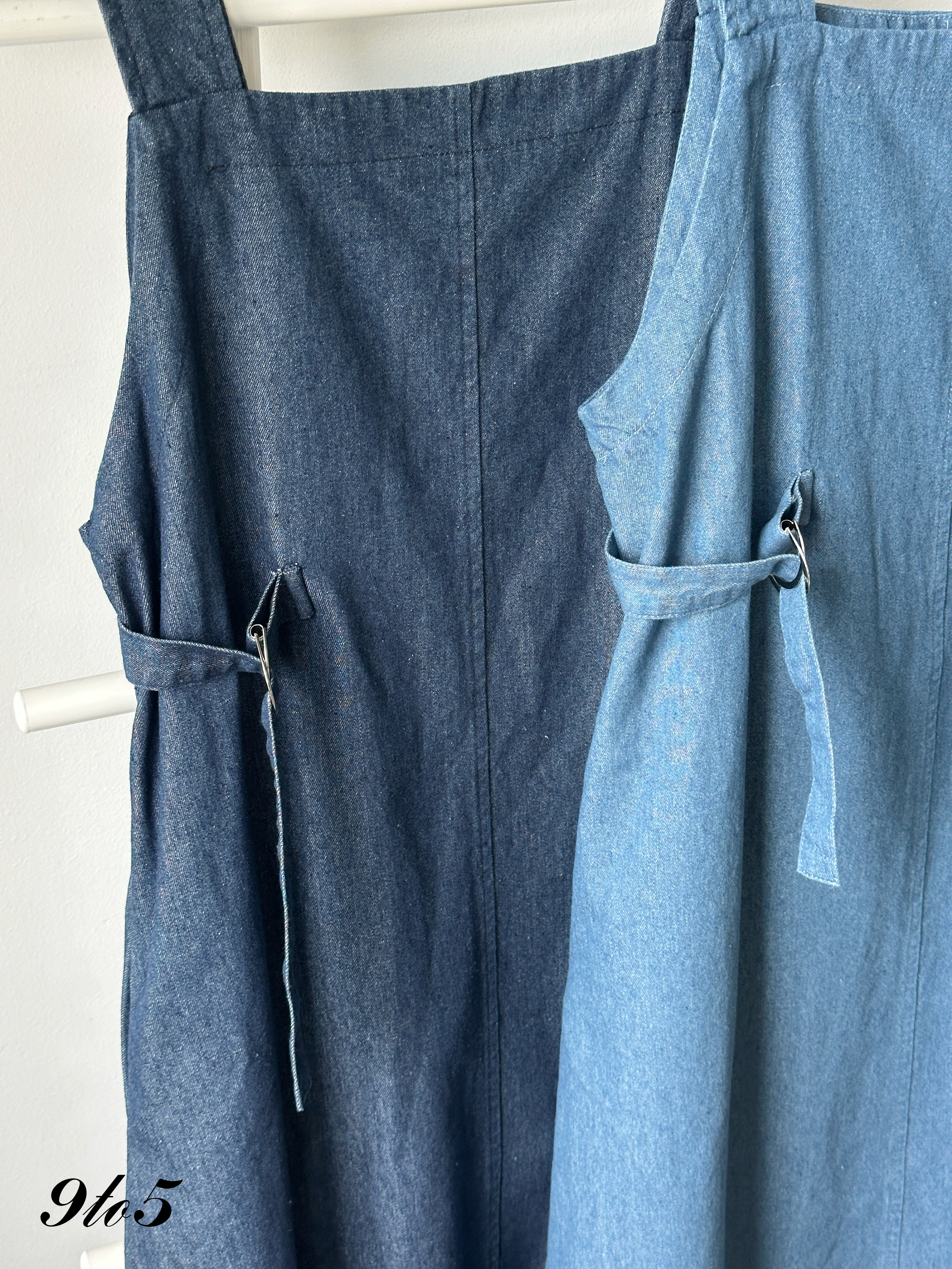 D2366 Sleeveless Denim Overall Dress - D.Blue & L.Blue