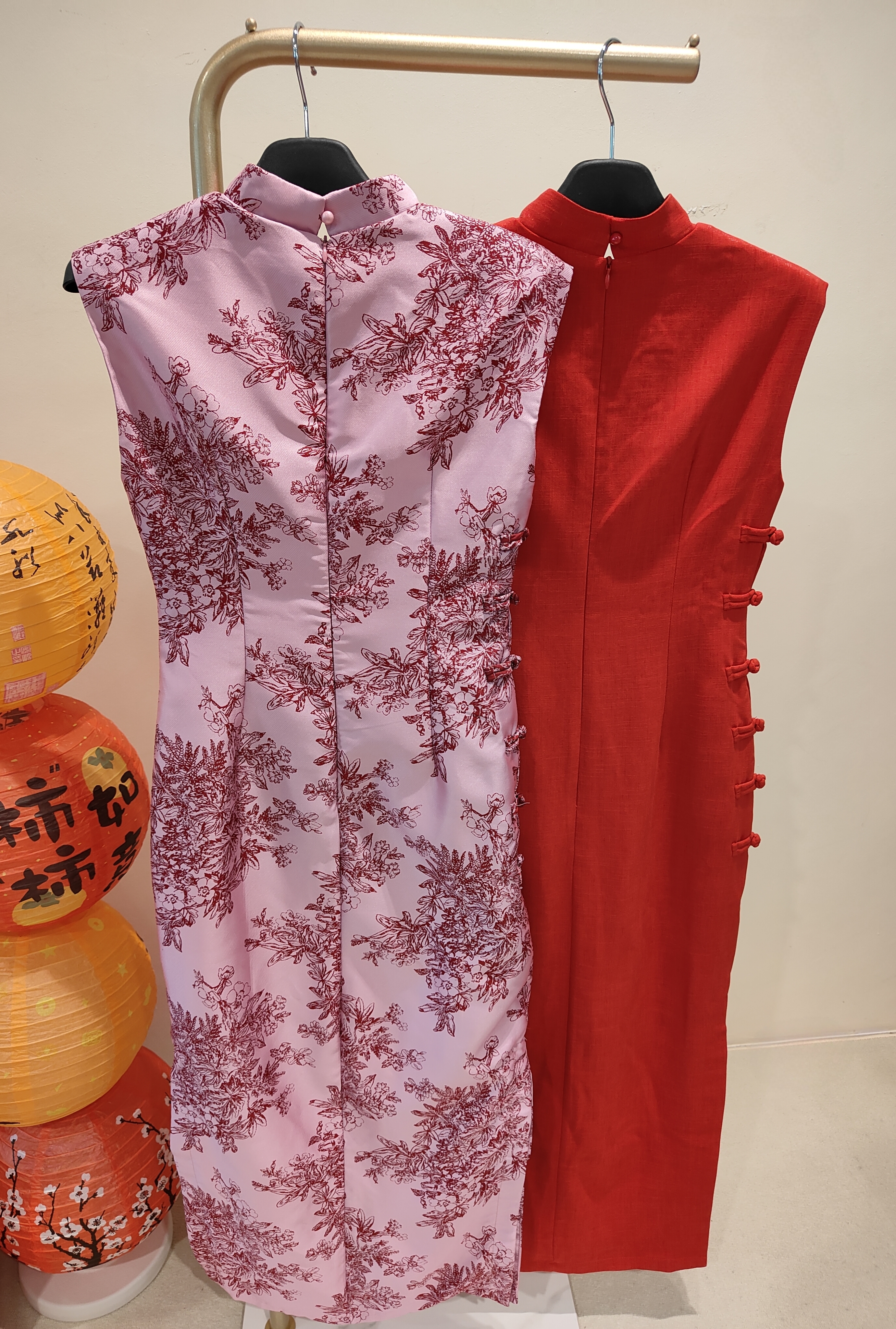 独家长款旗袍 红色 2128