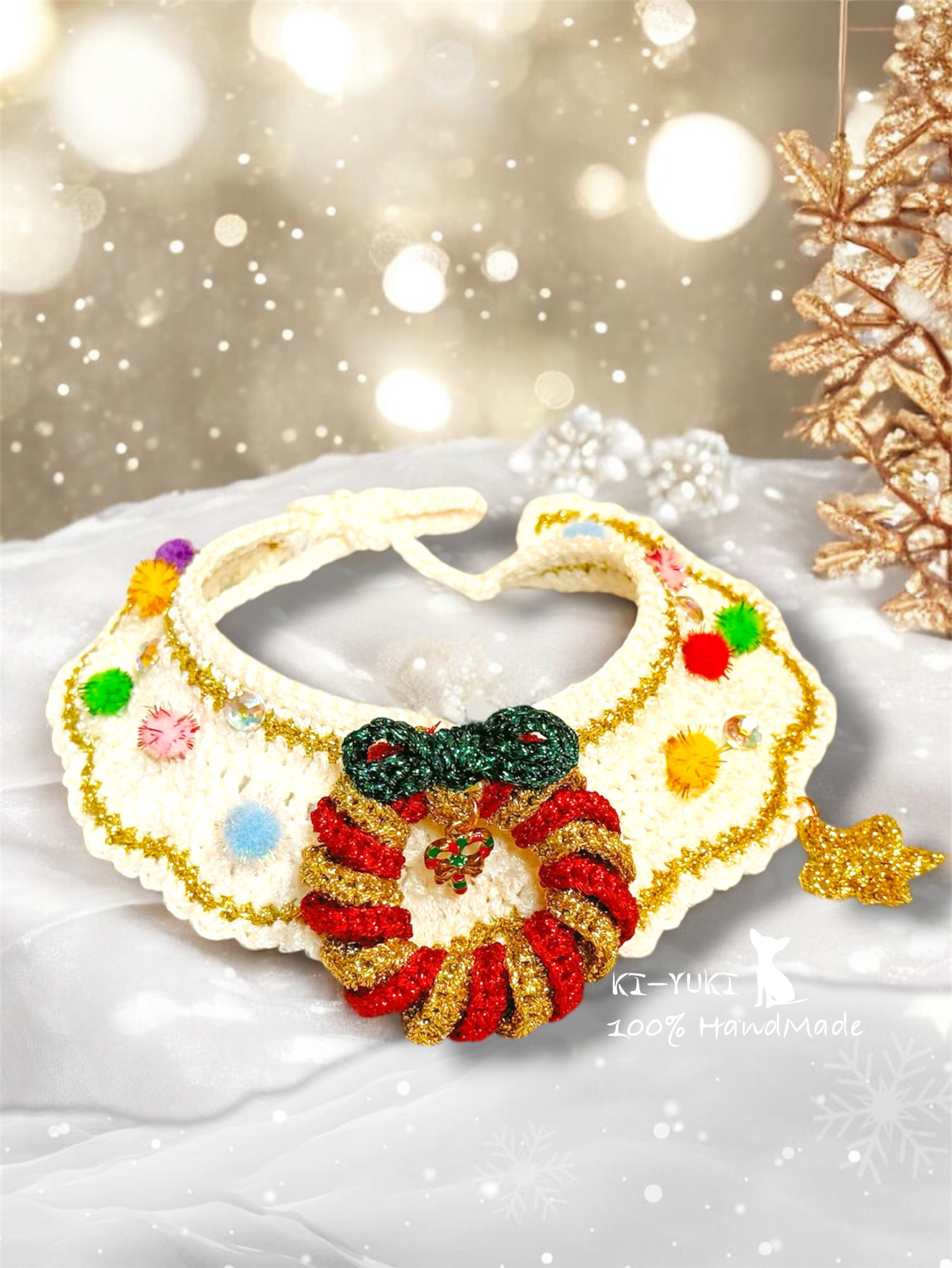 原創設計 寵物毛線編織手作 聖誕頸飾