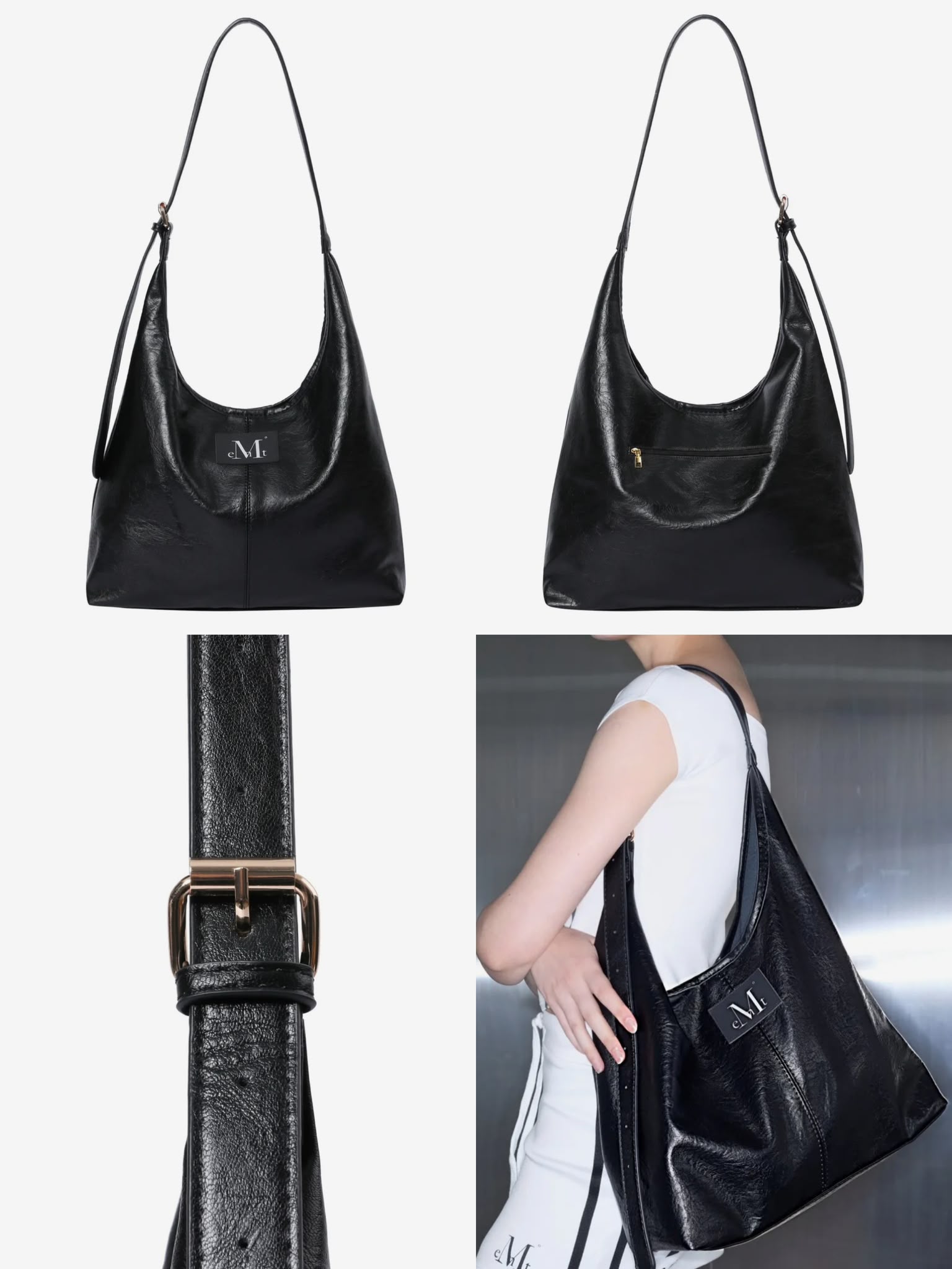 韓國 Mucent 月牙 皮革單肩包｜ Crescent Leather Shoulder Bag