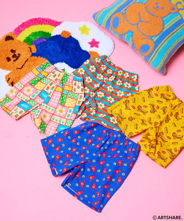 🇯🇵預訂 日本直送🇯🇵Markey’s x Wiggle Wiggle四色圖案滿印華夫格短褲