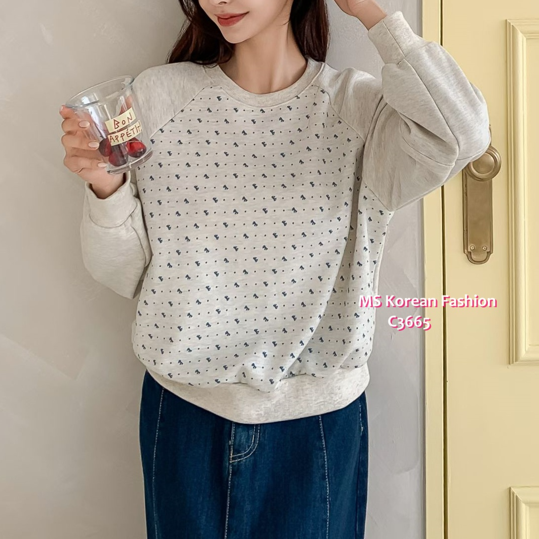 C3665 韓國🇰🇷小蝴蝶結圖案拼布top