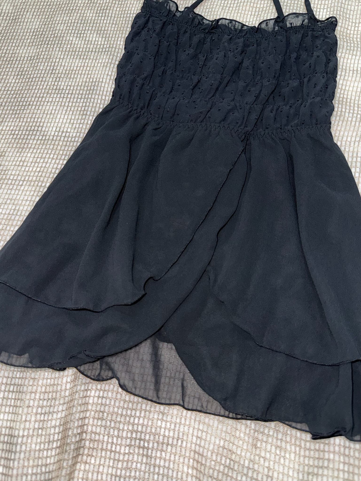 Black Cross-Back Ruffled Tiered Tunic