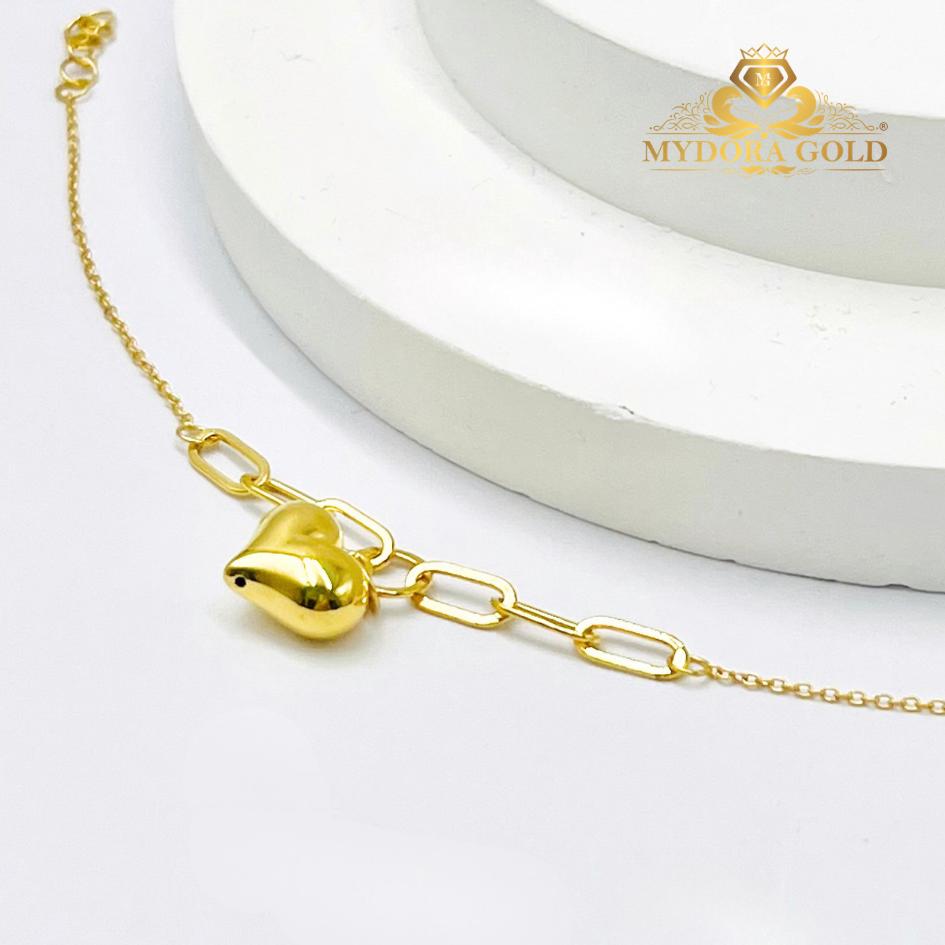 MYDORA Rantai Tangan Fesyen Sauh Paperclip + 1 Love Gemuk l EMAS 916/22K