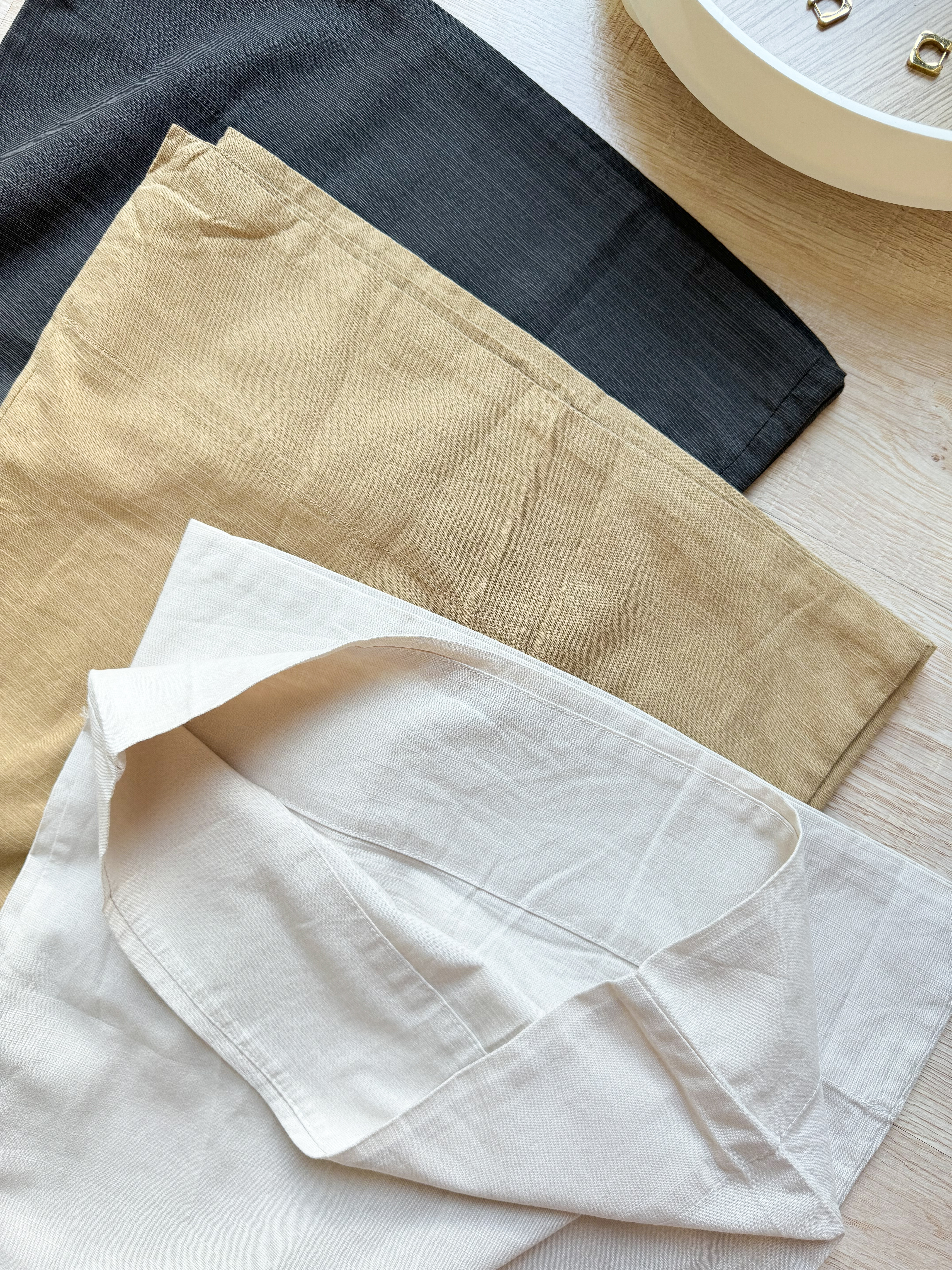 Cotton Linen Straight Wide Leg Trouser 必入！小个子梨形也能穿出大长腿！休闲直筒阔腿棉麻长裤 （3 Colours )