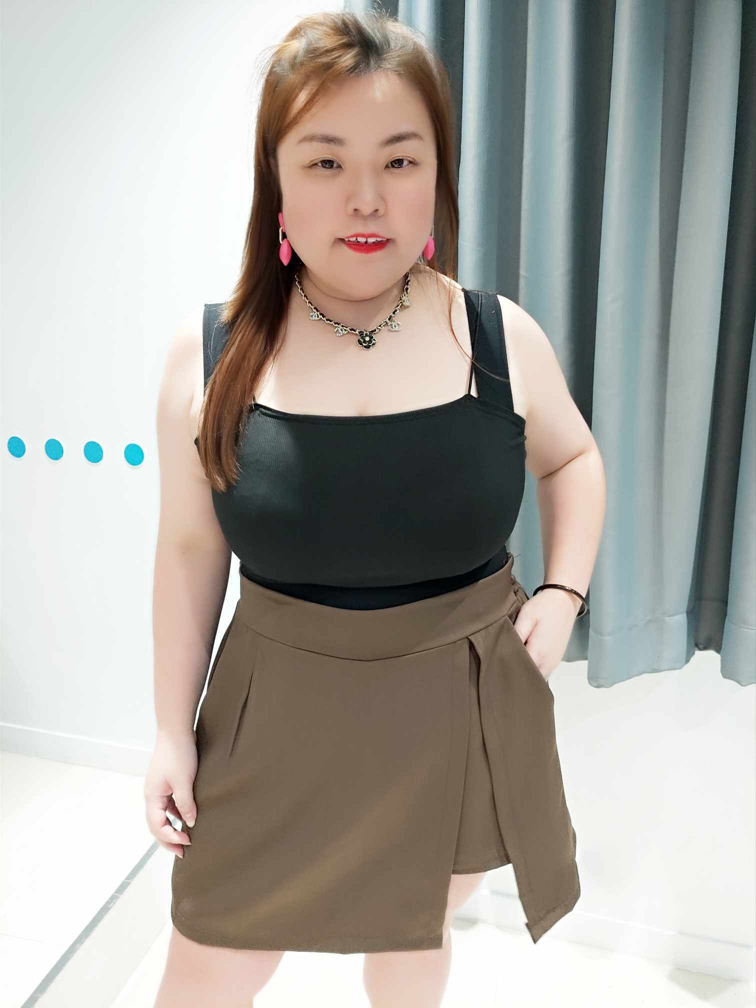 DSD15 边开叉小心机裤裙