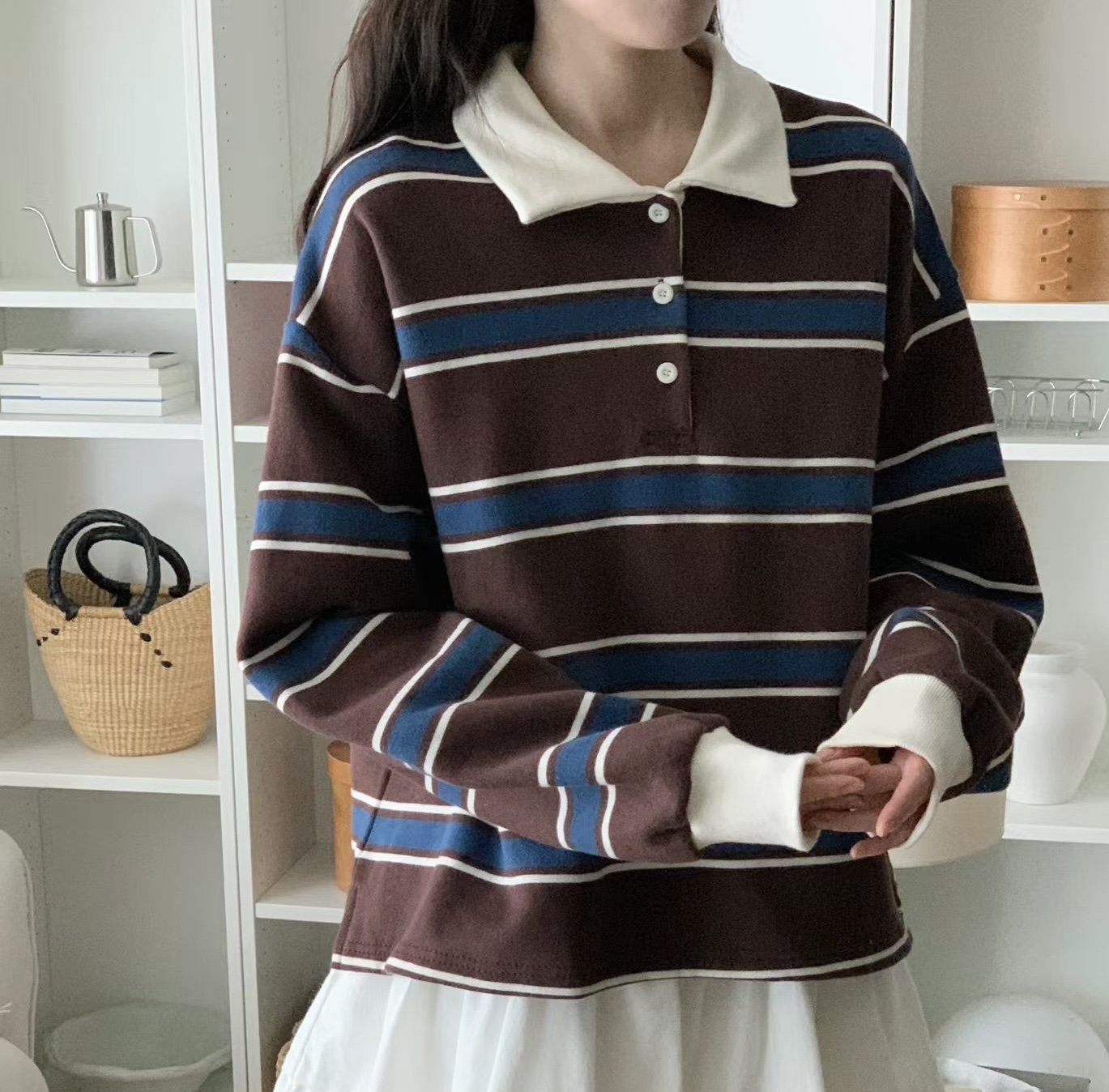 🍂Fall Pre order🍂 撞色間polo領Top