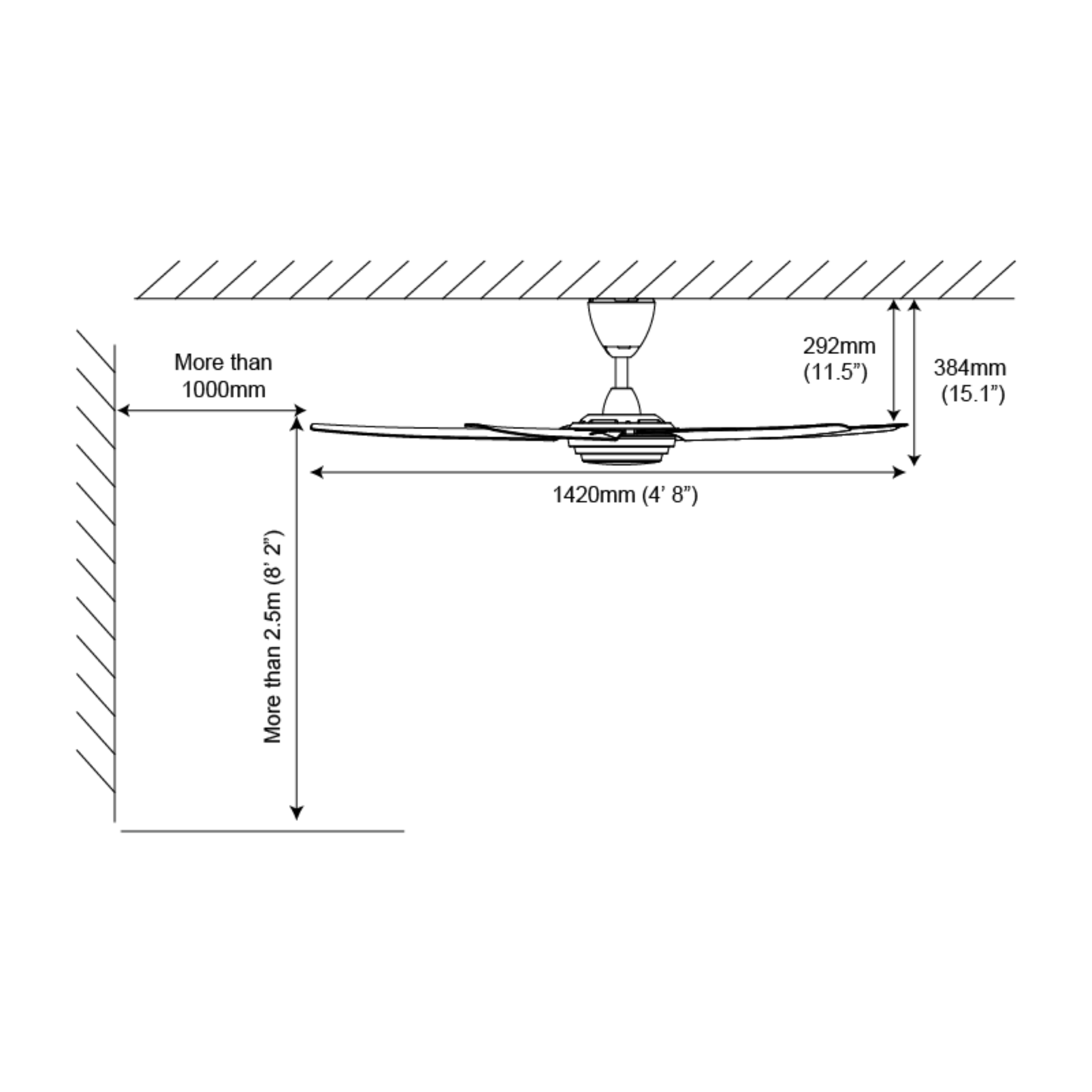 Alpha 56" EX6 AC Motor LED Ceiling Fan (EX6-5B)