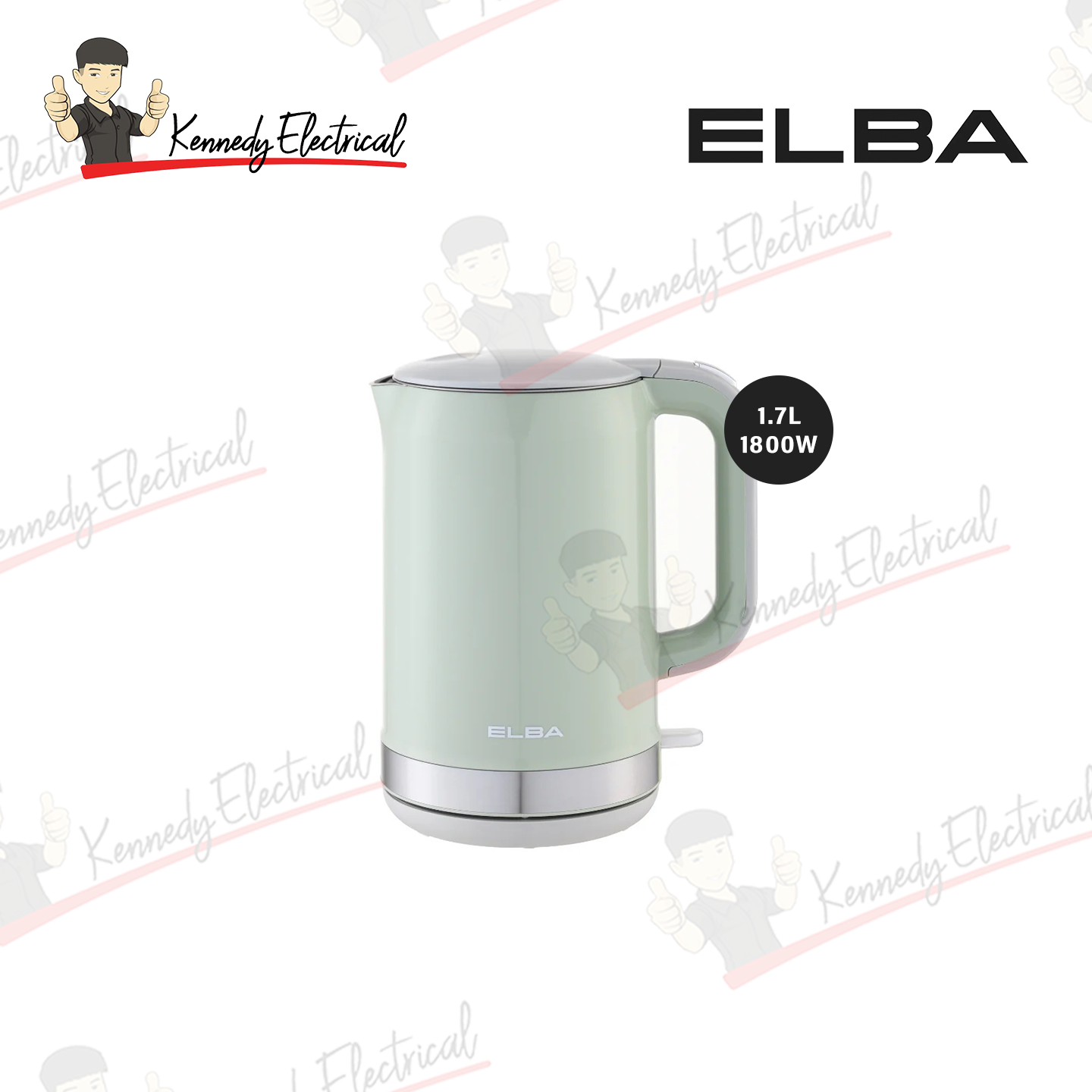 Elba 1800W Safe Cool Touch Surface Jug Kettle EJK-S1784SS(GN)