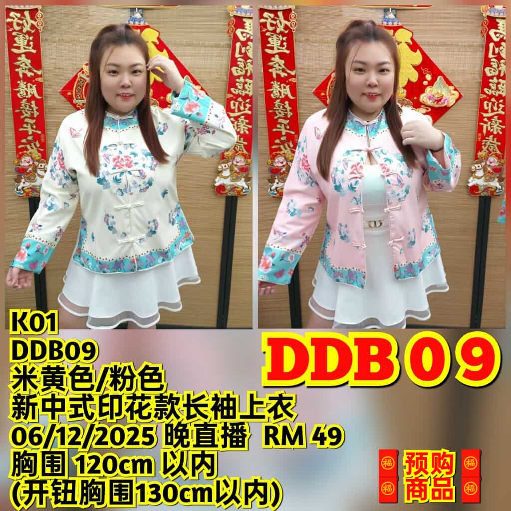 DDB09 新中式印花款长袖上衣