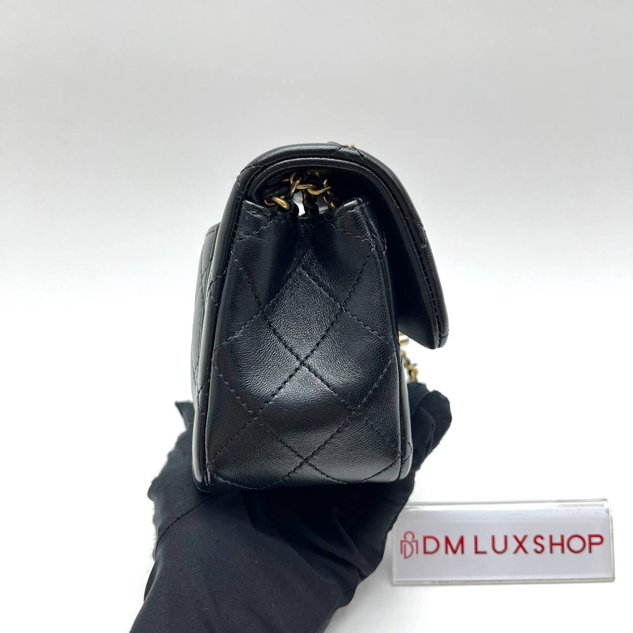 Chanel CF Black Pearl Crush Mini Rectangular GHW (Microchip)