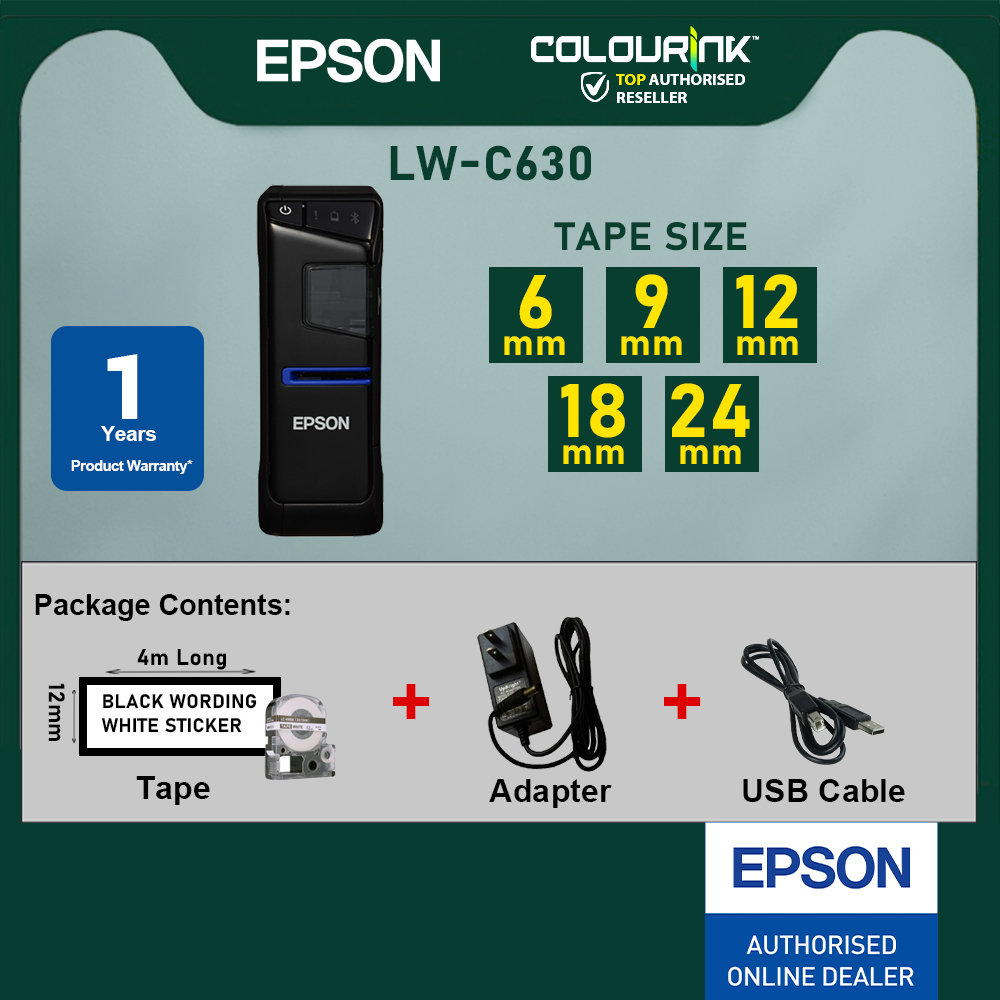 EPSON LabelWorks LW-C630 Label Printer  Bluetooth | Mobile Printing | QR Code | Barcode | LW-600P PT-D600 P700 H110 D210