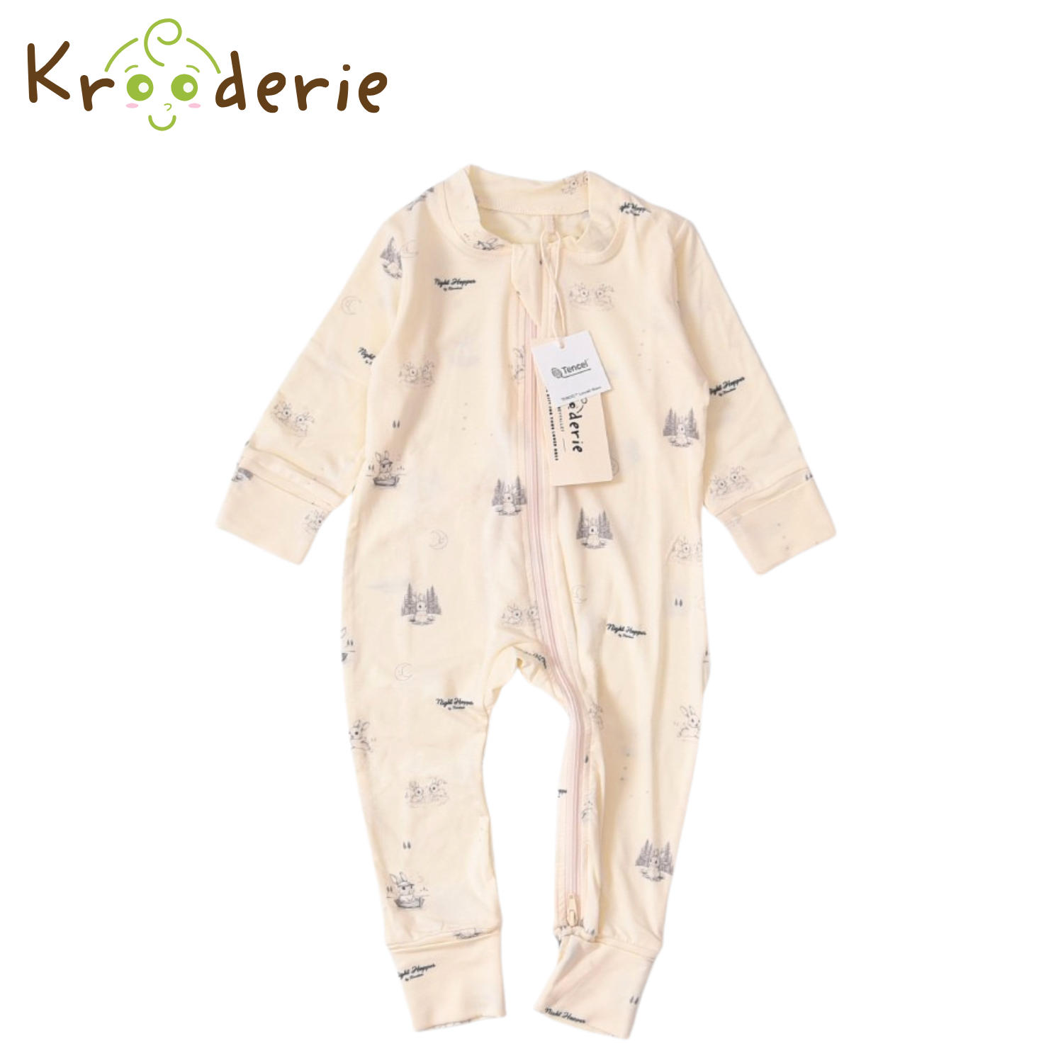 Krooderie TENCEL Baby Zip Romper Sleepwear Bodysuit Jumpsuit