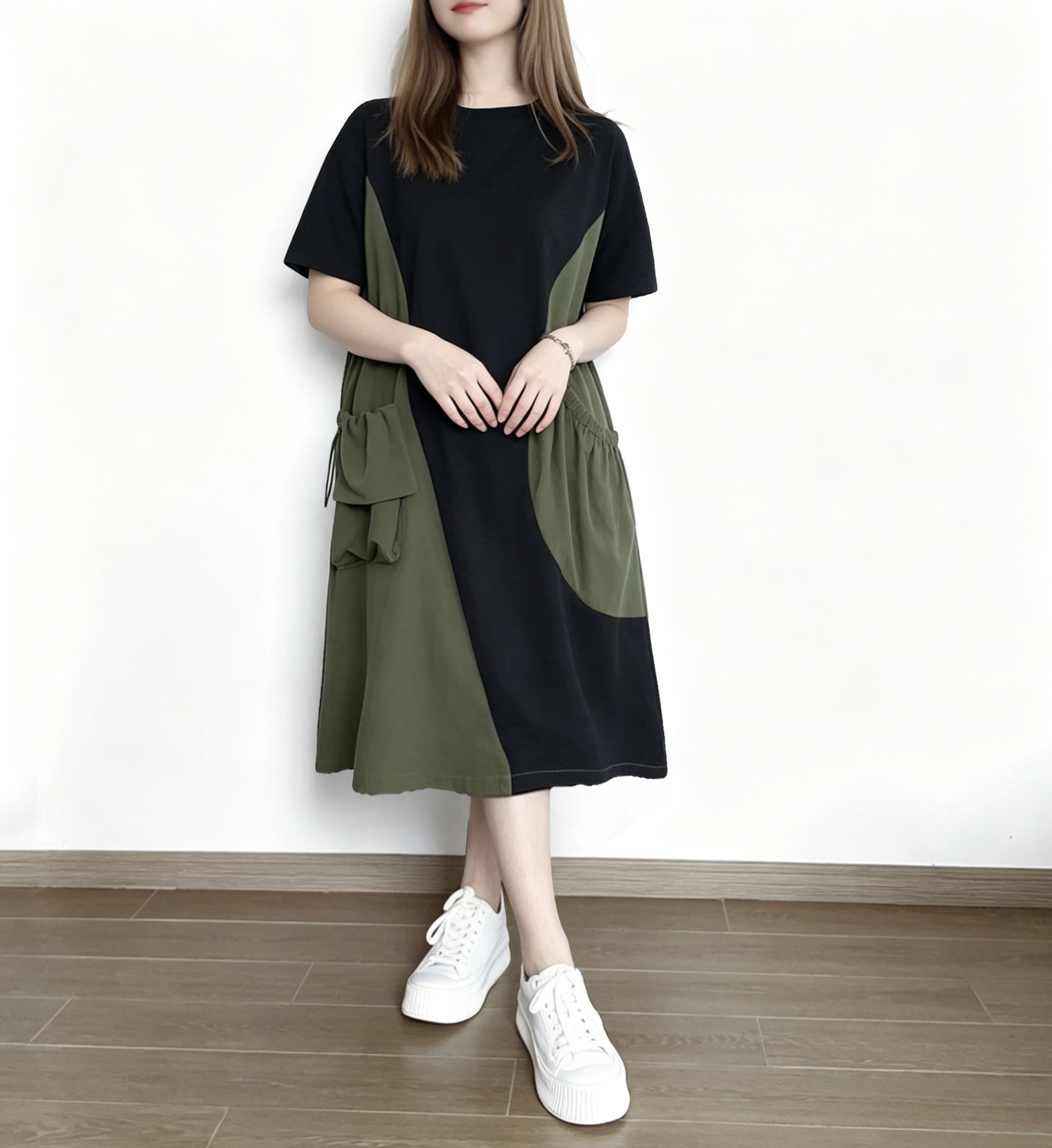 🌼春夏優惠🍀 拼色拼料大口袋Ops