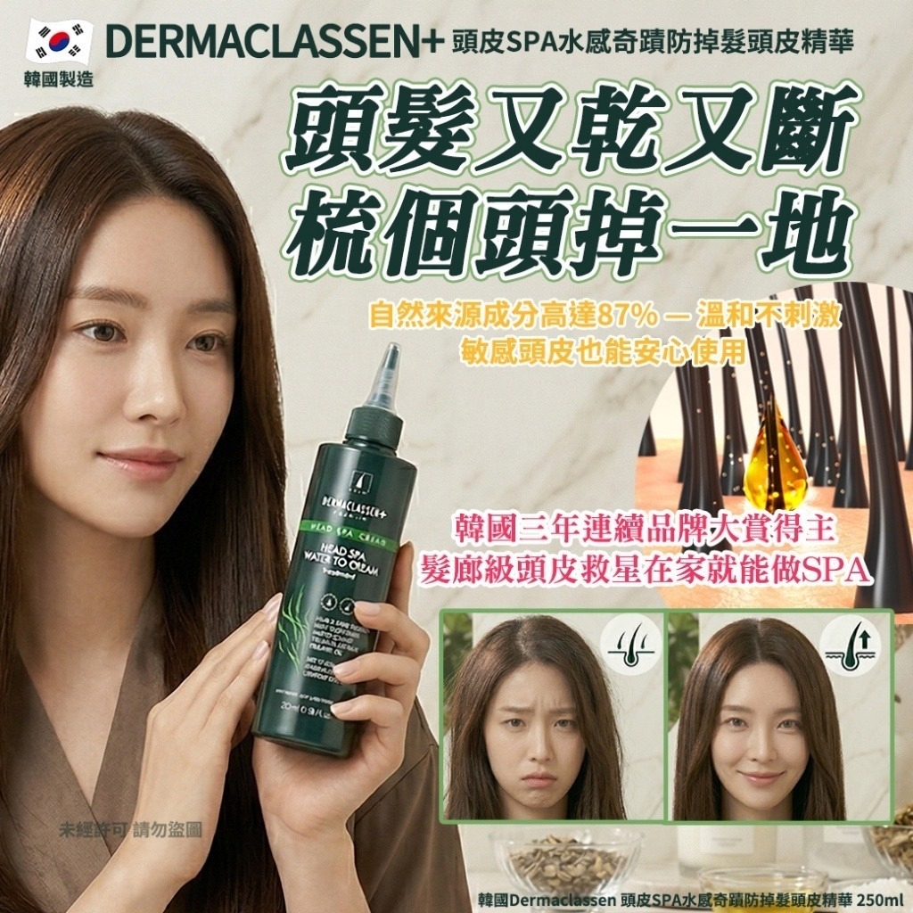 韓國Dermaclassen 頭皮SPA水感奇蹟防掉髮頭皮精華 250ml(單瓶)