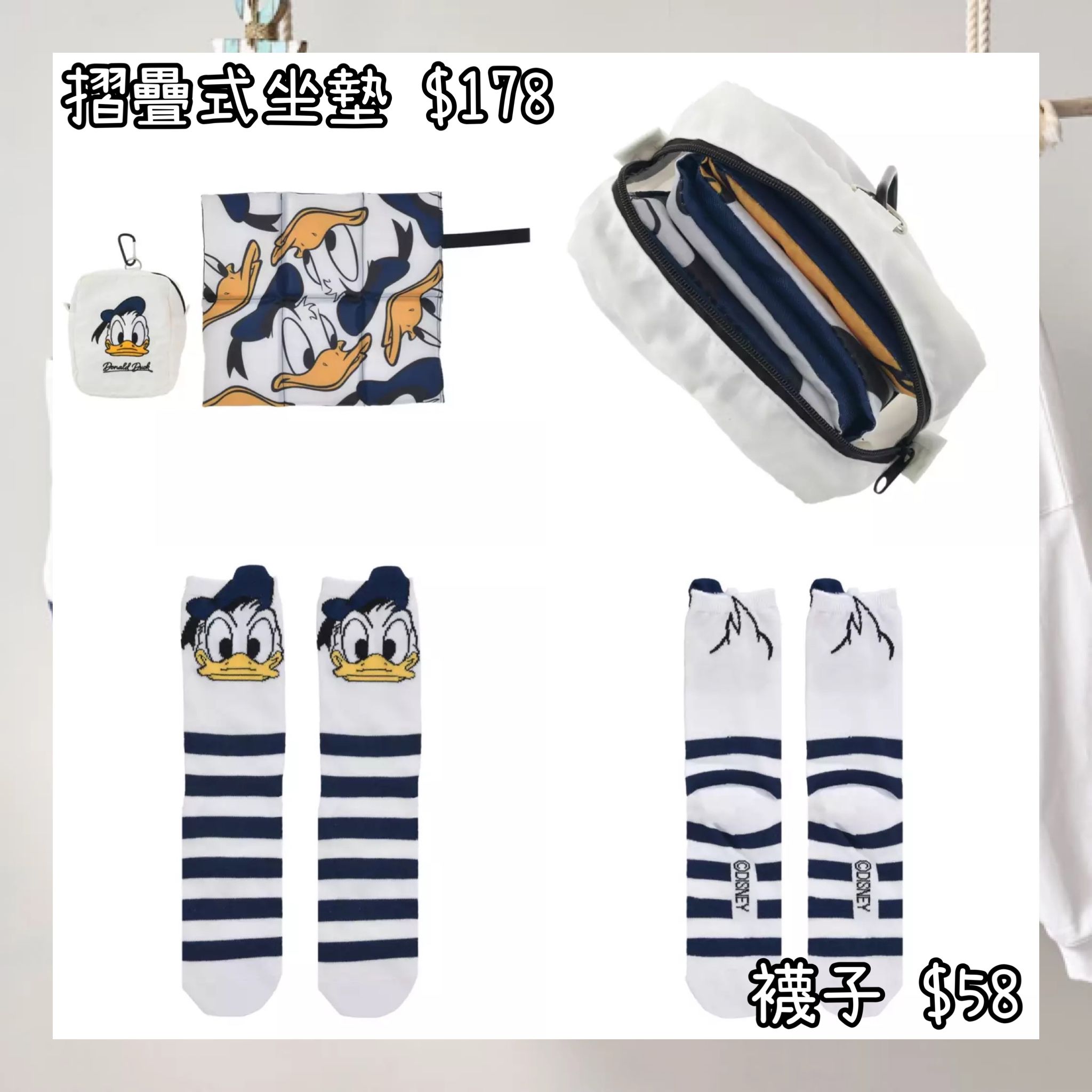 ：日本：DONALD BIRTHDAY 2026 11/5 日本發賣 摺疊式坐墊 襪子