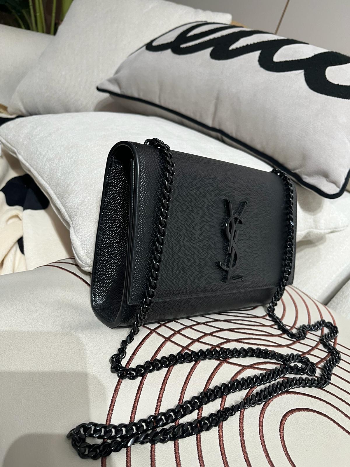SAINT LAURENT Kate small  Black Caviar flap so black 20cm YSL FLAP 100%Authentic, 99%new  ✅Certificate ✅dust bag 