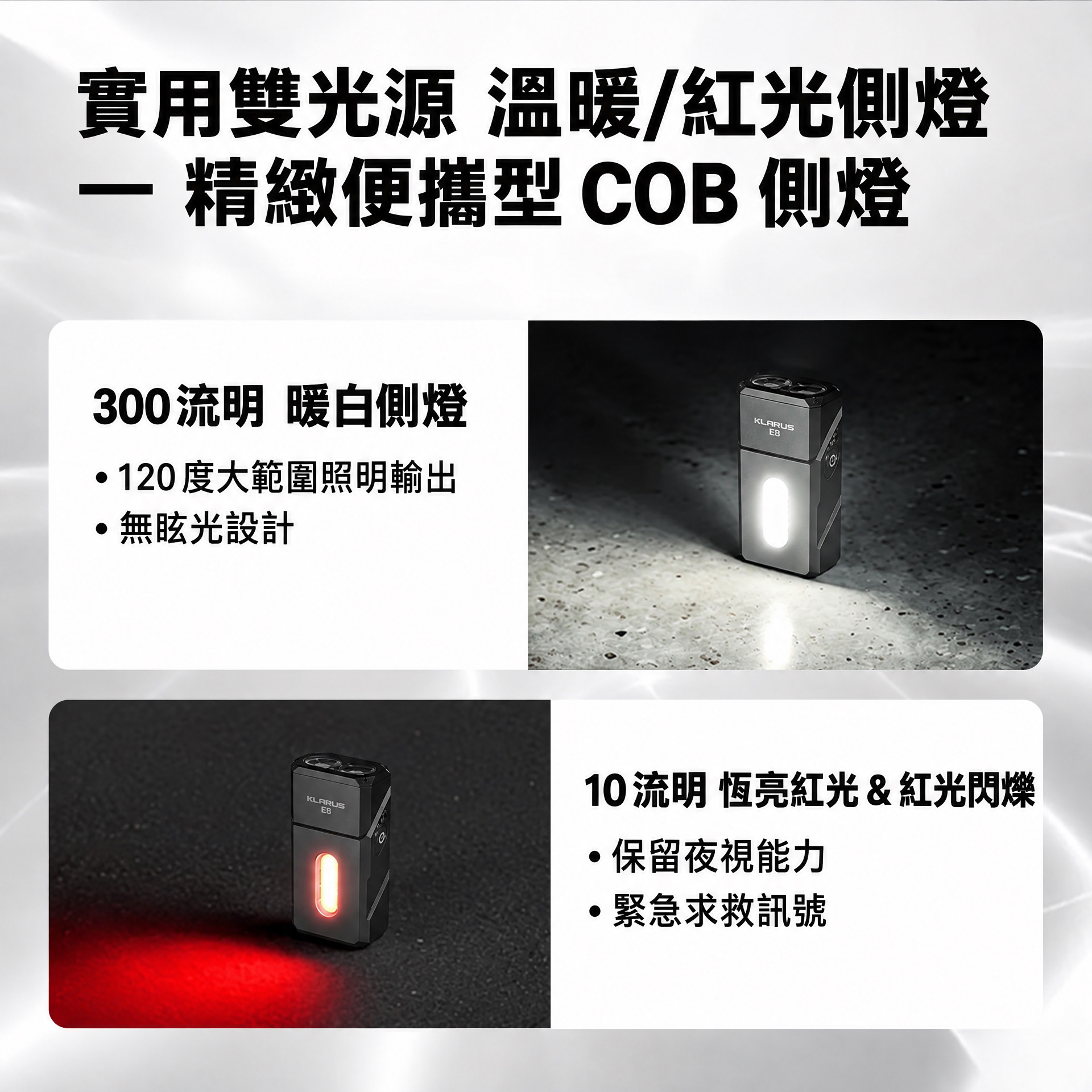 Klarus E8 金屬可旋轉燈頭的 EDC 手電筒