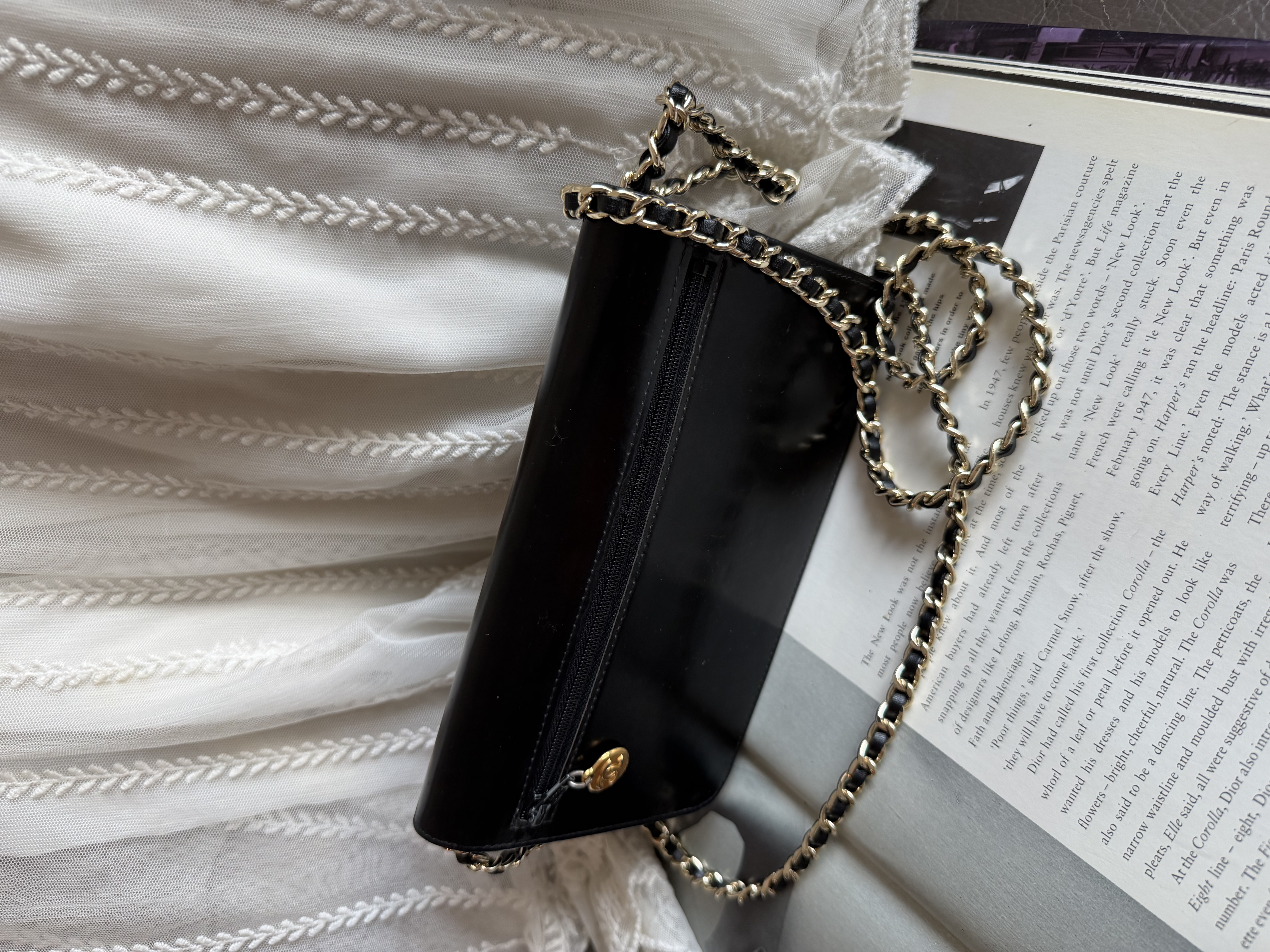 Vintage Chanel patent leather wallet 